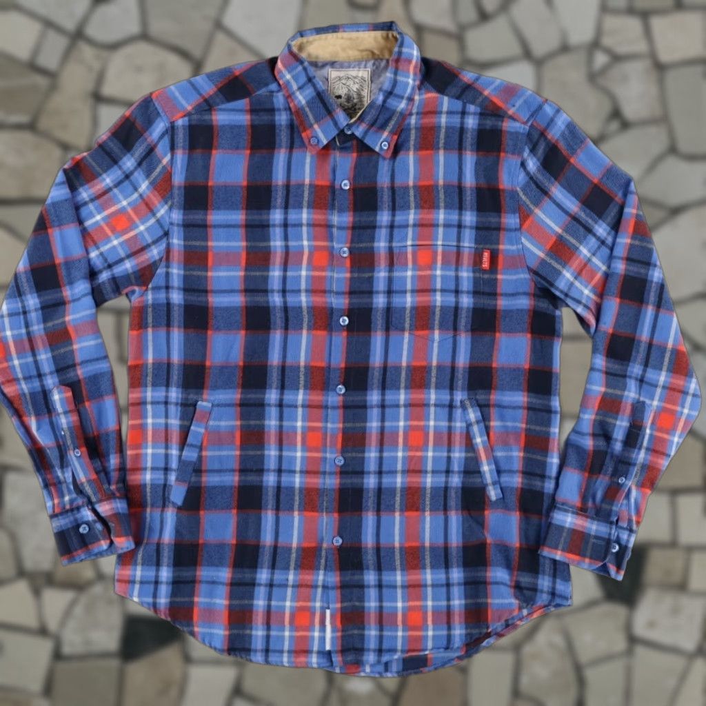 Vintage RSVLTS Shirt Blue Plaid Button Down Long Sleeve Polyester Flannel Men L Size US L / EU 52-54 / 3 - 1 Thumbnail