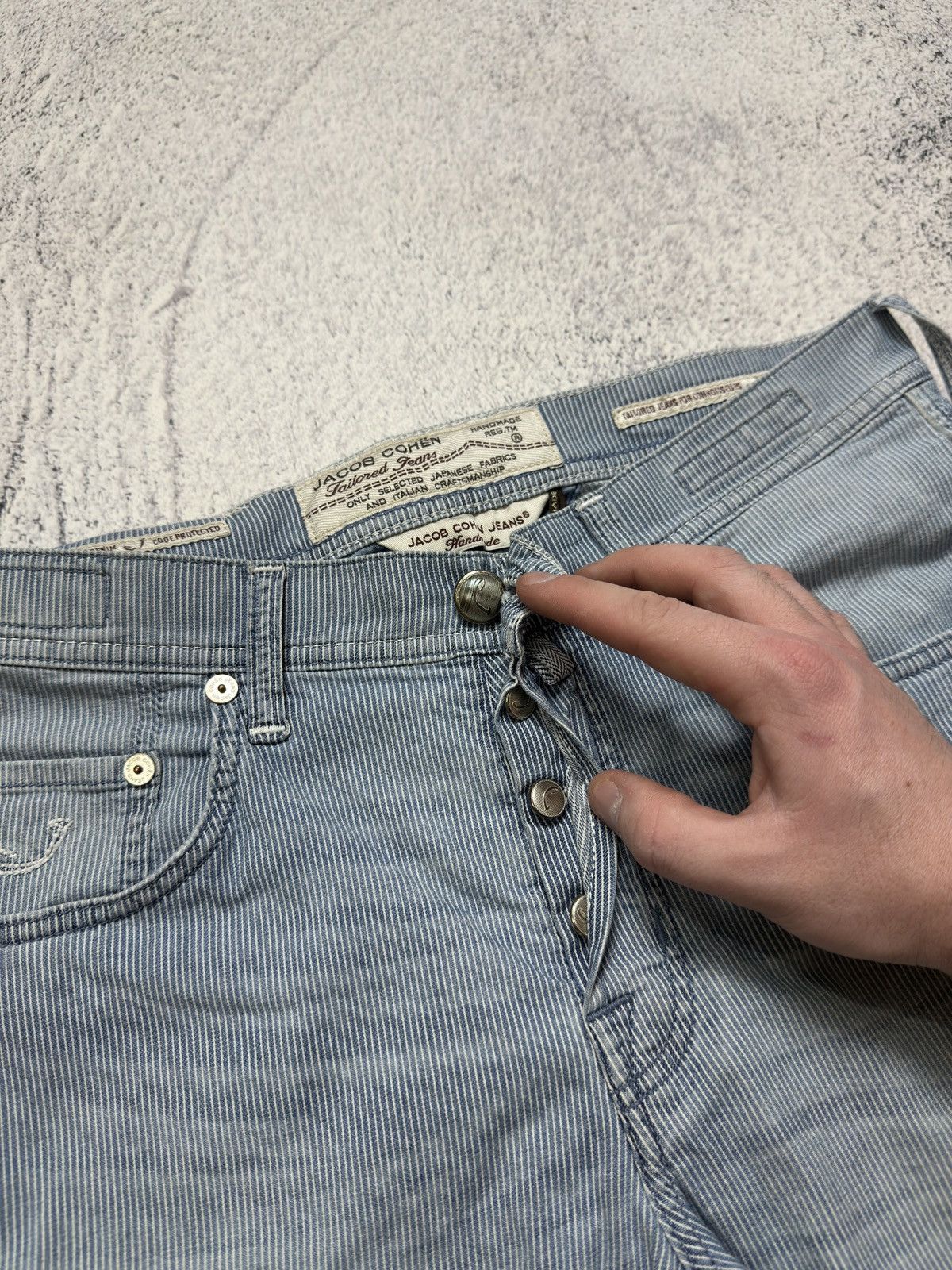 Jacob Cohen Jacob Cohën PW633 Pinstripe Shorts Handmade Premium Denim Size US 33 - 11 Thumbnail