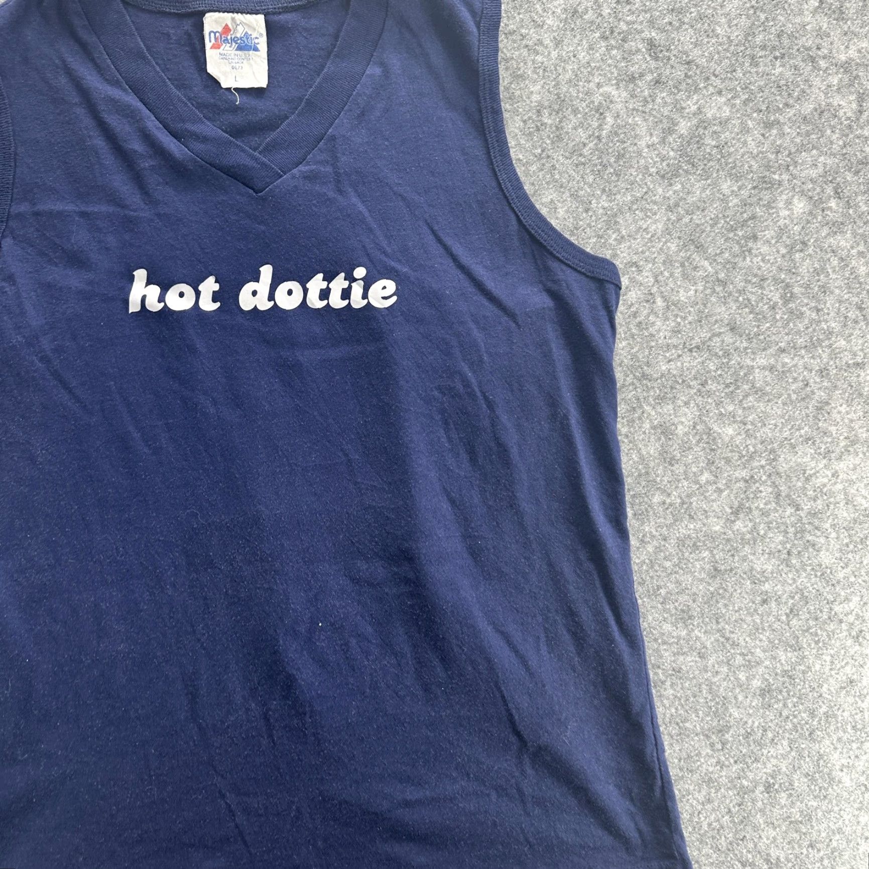 Vintage VINTAGE Majestic Shirt Mens L Navy Blue Hot Dottie Tank Top Sleeveless USA 90s Size US L / EU 52-54 / 3 - 3 Thumbnail