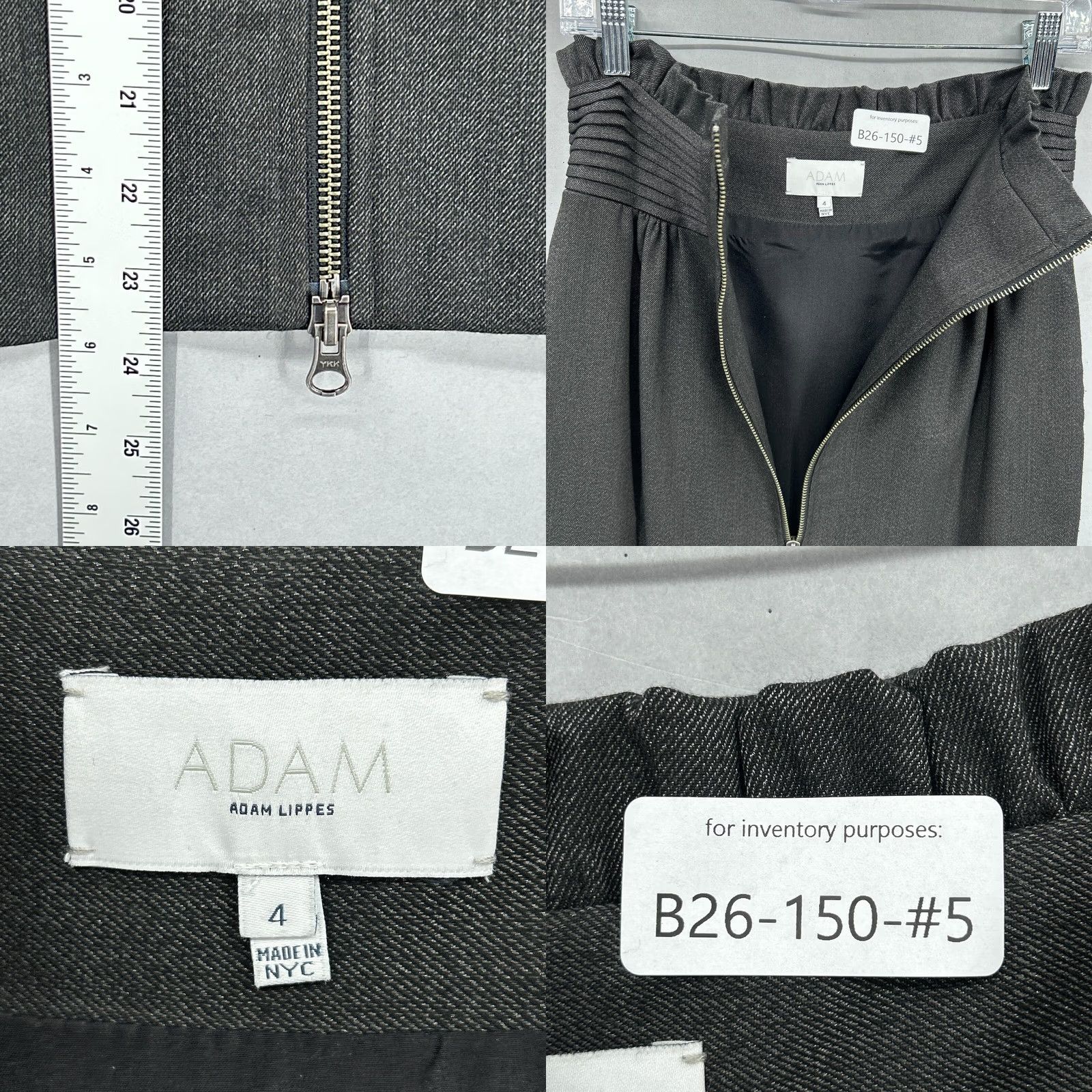 Adam Lippes Adam Lippes Skirt Womens Size 4 Gray Charcoal Pencil High Waist Pleated Zip Ruffle Size 27" / US 4 / IT 40 - 8 Thumbnail