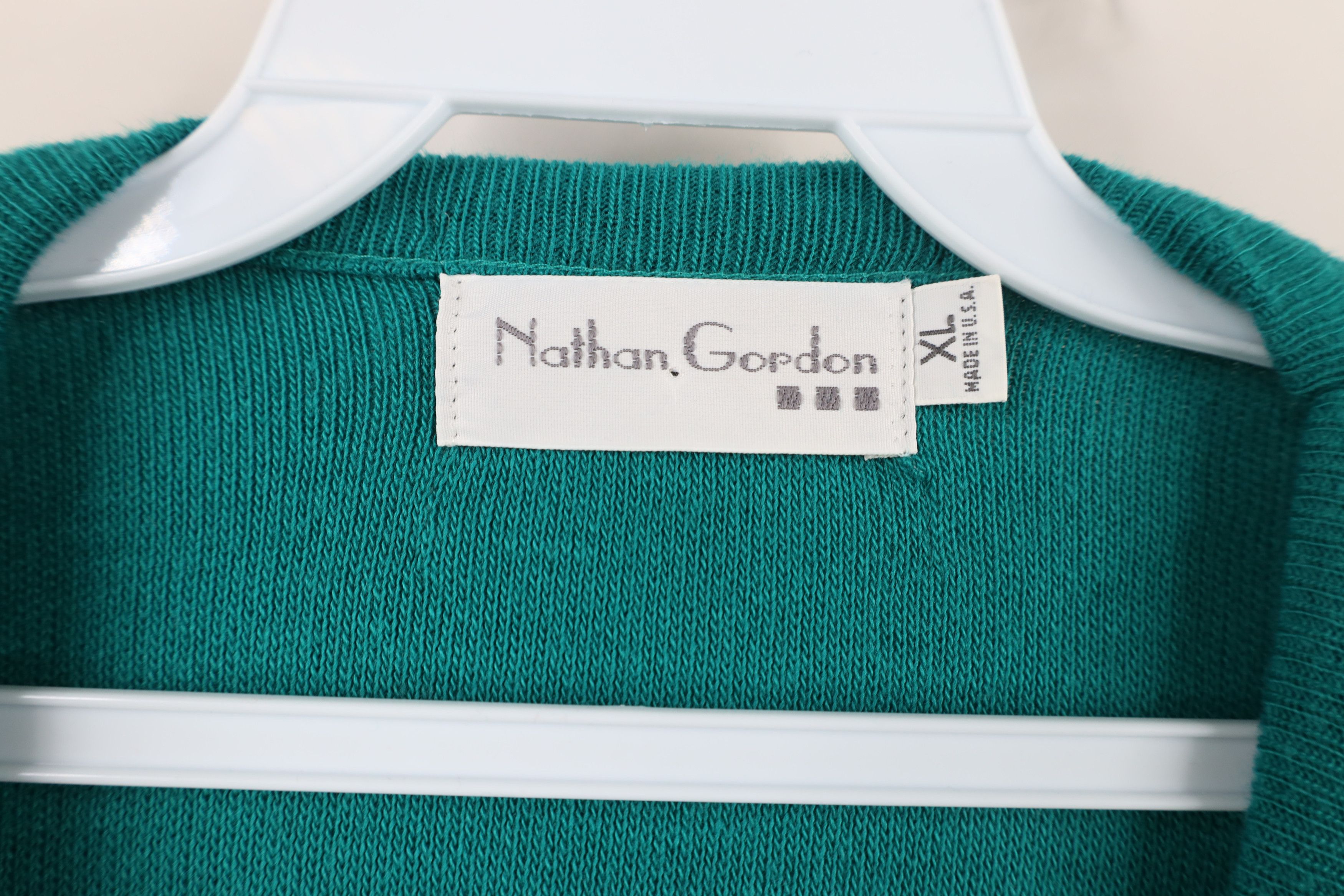 Vintage Vintage 90s Streetwear Knit V-Neck Sweater Teal USA Acrylic Size US XL / EU 56 / 4 - 6 Thumbnail