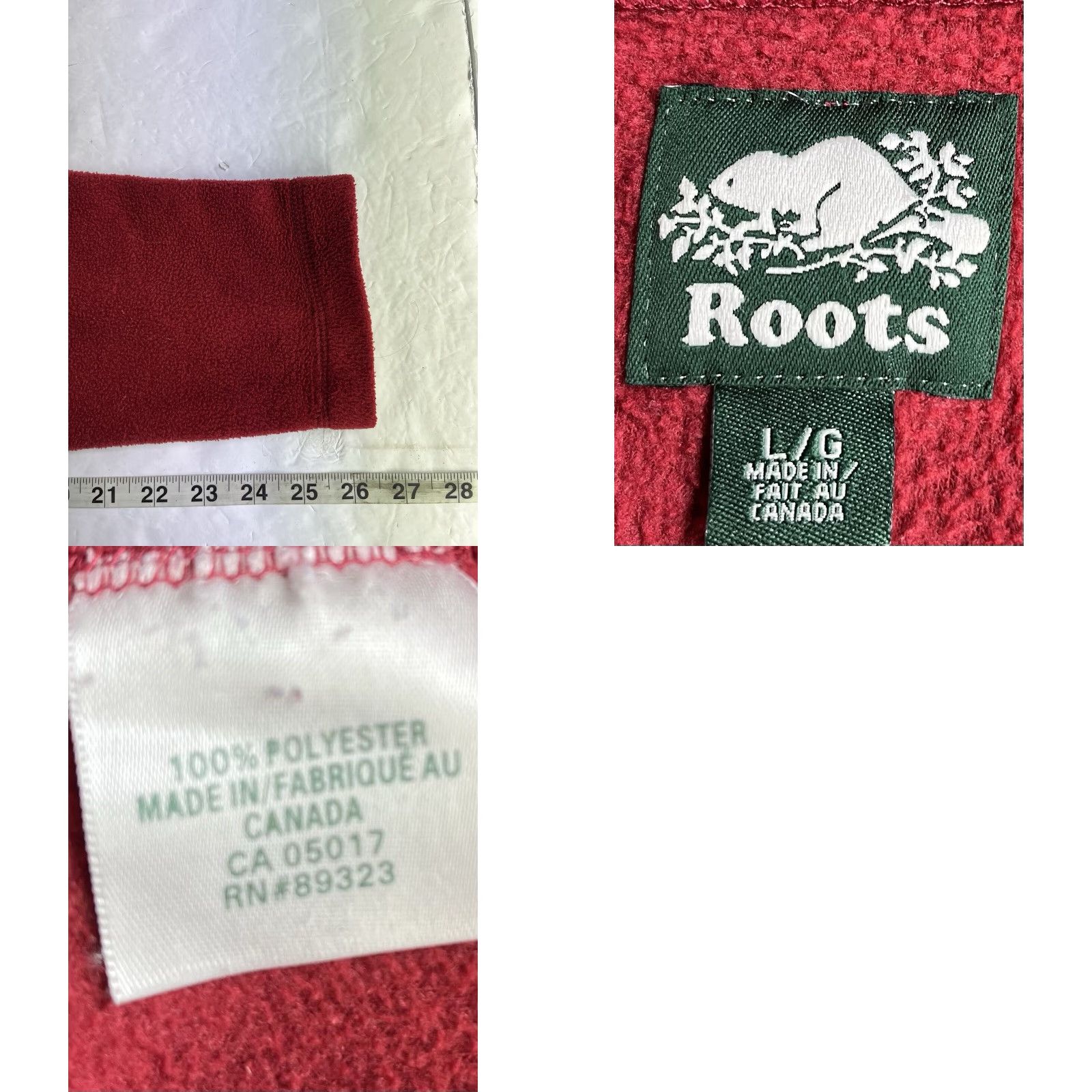 Roots ROOTS Red Sweatshirt Fleece Crewneck 1/4 Zip Men's Size L Made In Canada Size US L / EU 52-54 / 3 - 8 Thumbnail
