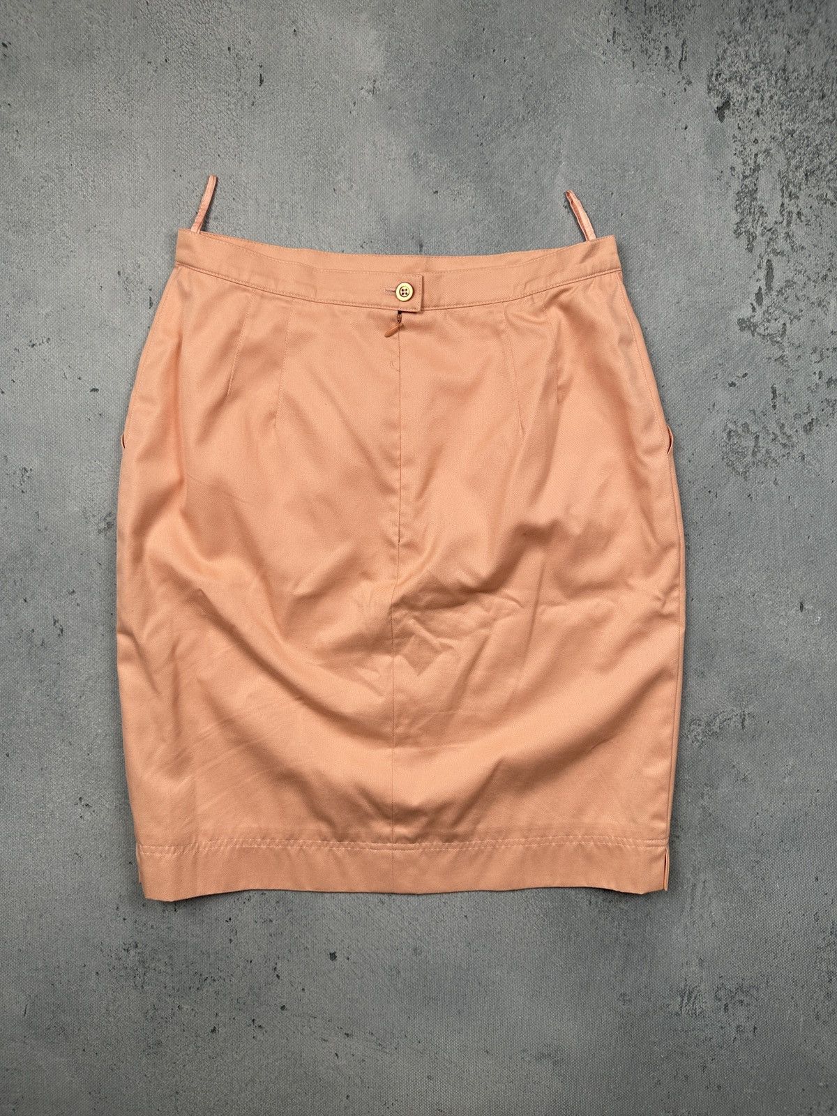 Escada Vintage Escada Peach Cotton Pencil Skirt Margaretha Ley Rare Size 28" / US 6 / IT 42 - 2 Thumbnail