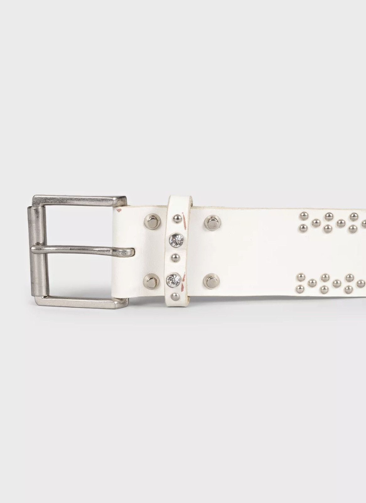 Yohji Yamamoto YOHJI YAMAMOTO Y'S FW 2000 White Diamond Studded Belt Leathe Size ONE SIZE - 2 Thumbnail