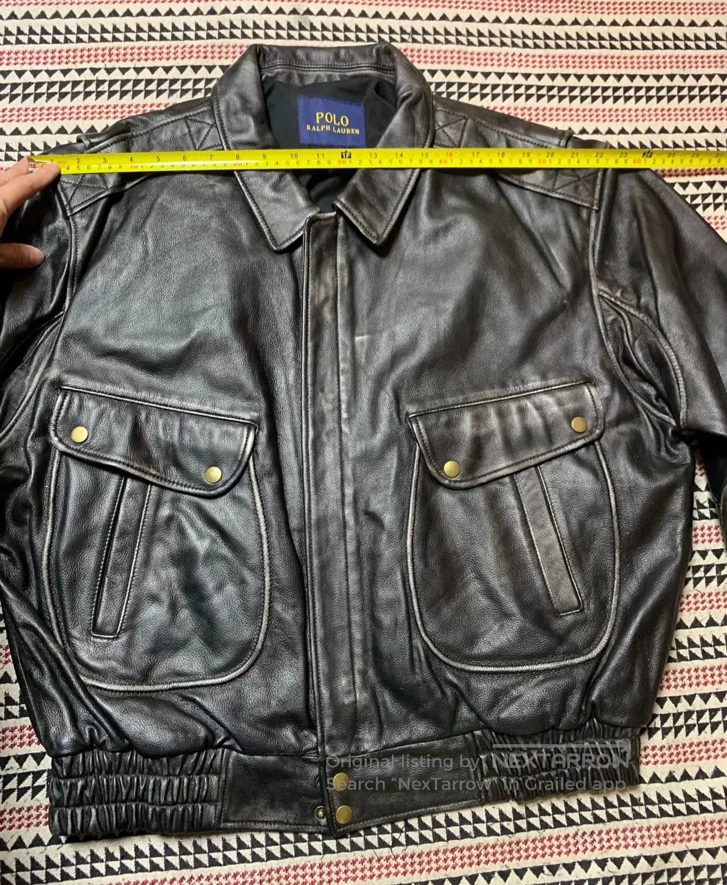 BEANPOLE black leather bomber jacket for men. Size US M / EU 48-50 / 2 - 6 Thumbnail