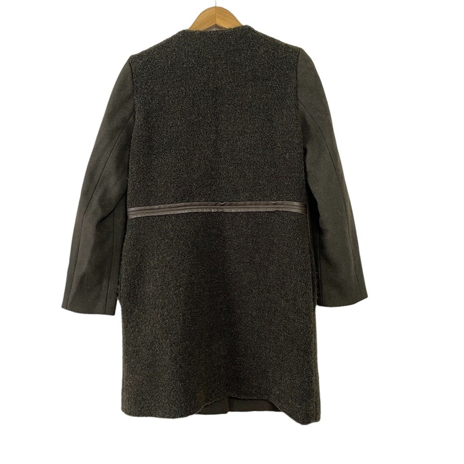 Tory Burch Tory Burch Heather Artichoke Melange Coat Leather Trim Wool Size L / US 10 / IT 46 - 2 Thumbnail