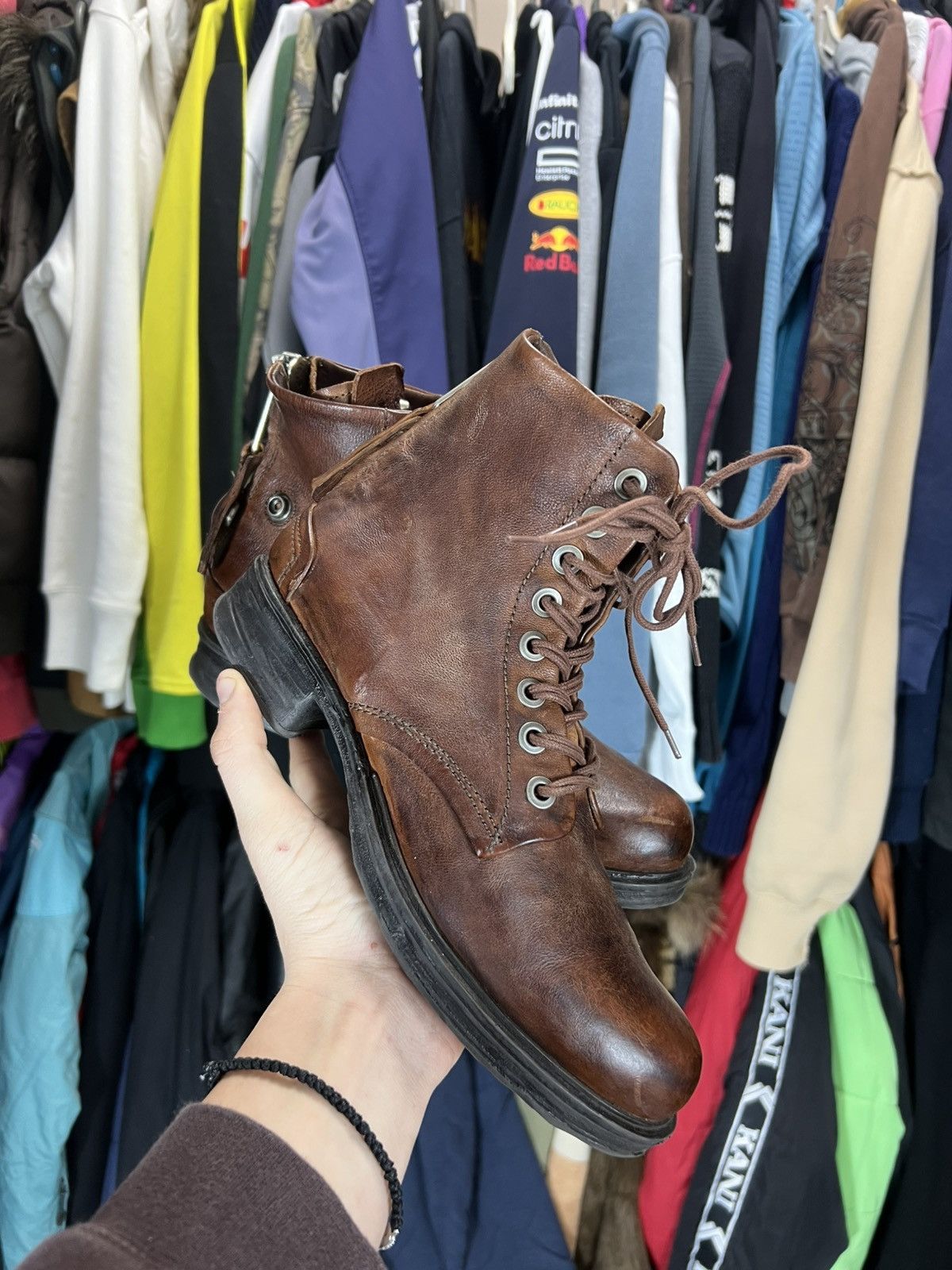 A.S.98 Woman’s A.S 98 Leather Boots Stupped Straps Zipped Closure Size US 8 / IT 38 - 2 Thumbnail