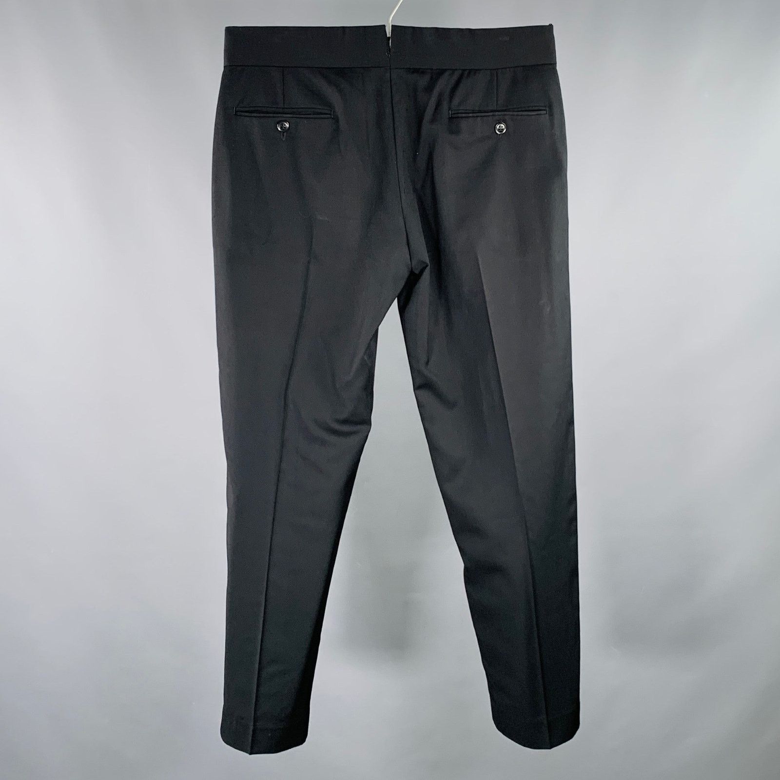 Armani Collezioni ARMANI COLLEZIONI Size 33 Black Flat Front Dress Pants Size US 33 - 2 Thumbnail