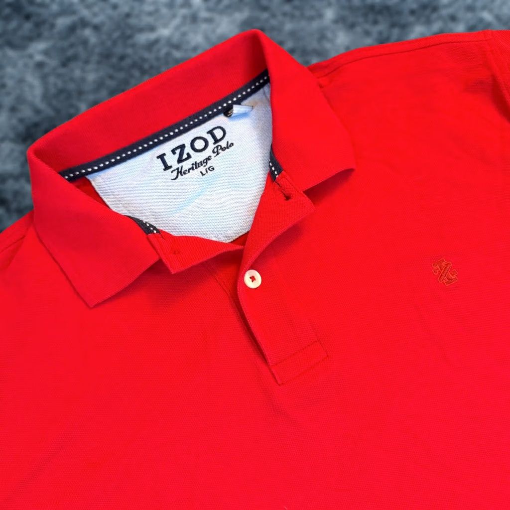 Izod VINTAGE IZOD Heritage Polo Shirt Mens Large Red Short Sleeve Cotton Pique Logo Size US L / EU 52-54 / 3 - 1 Thumbnail