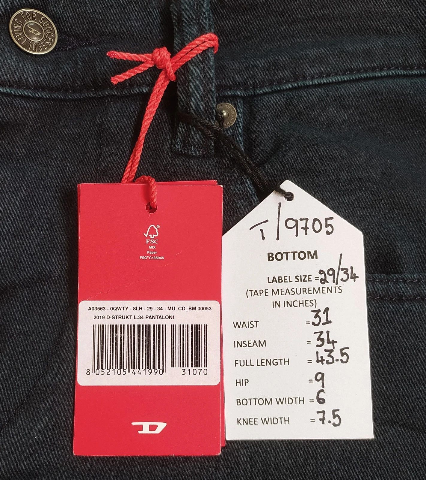 Diesel Diesel 2019 D-STRUKT L.34 MENS JEANS SLTP/9705 Size US 29 - 6 Thumbnail