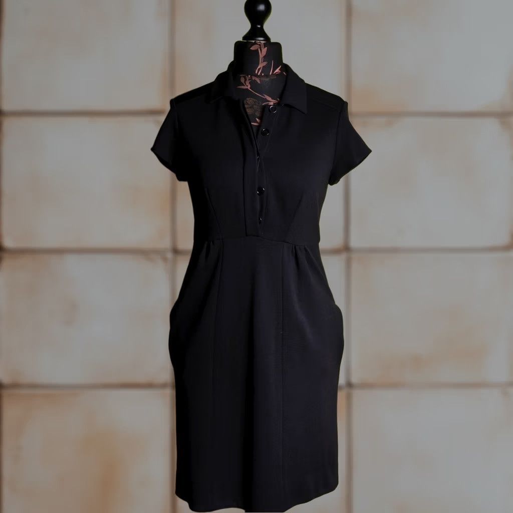 Diane von Furstenberg Diane von Furstenberg Black Dress Size 8 Women Pencil Dress Midi Wool Nylon Short Sleeve Button Adult Regular Color Black Size M / US 6-8 / IT 42-44 - 1 Thumbnail
