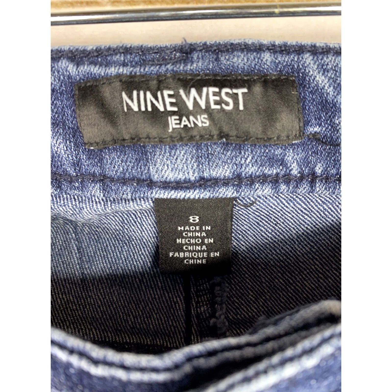 Nine West Nine West Jeans Womens 8 Straight Dark Wash Denim Stretch Studded 5-Pocket Regular Blue Mens Womens Boys Girls Size 30" / US 8 / IT 44 - 5 Thumbnail