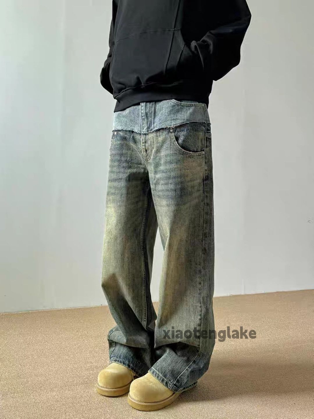 Jean × Vintage washed faded loose baggy skate patchwork grunge jeans Size US 28 / EU 44 - 1 Thumbnail