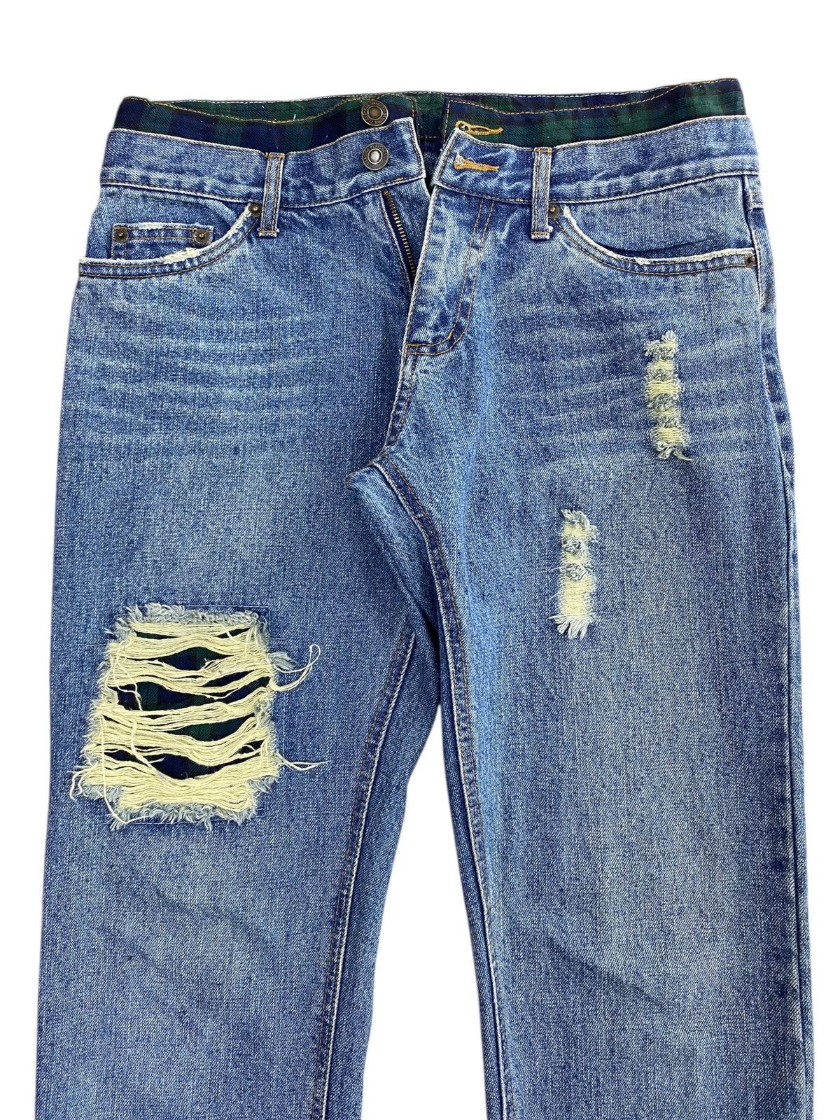 Japanese Brand Japanese Brand Acid Blue Wash Style Distressed Jeans Size US 30 / EU 46 - 2 Thumbnail