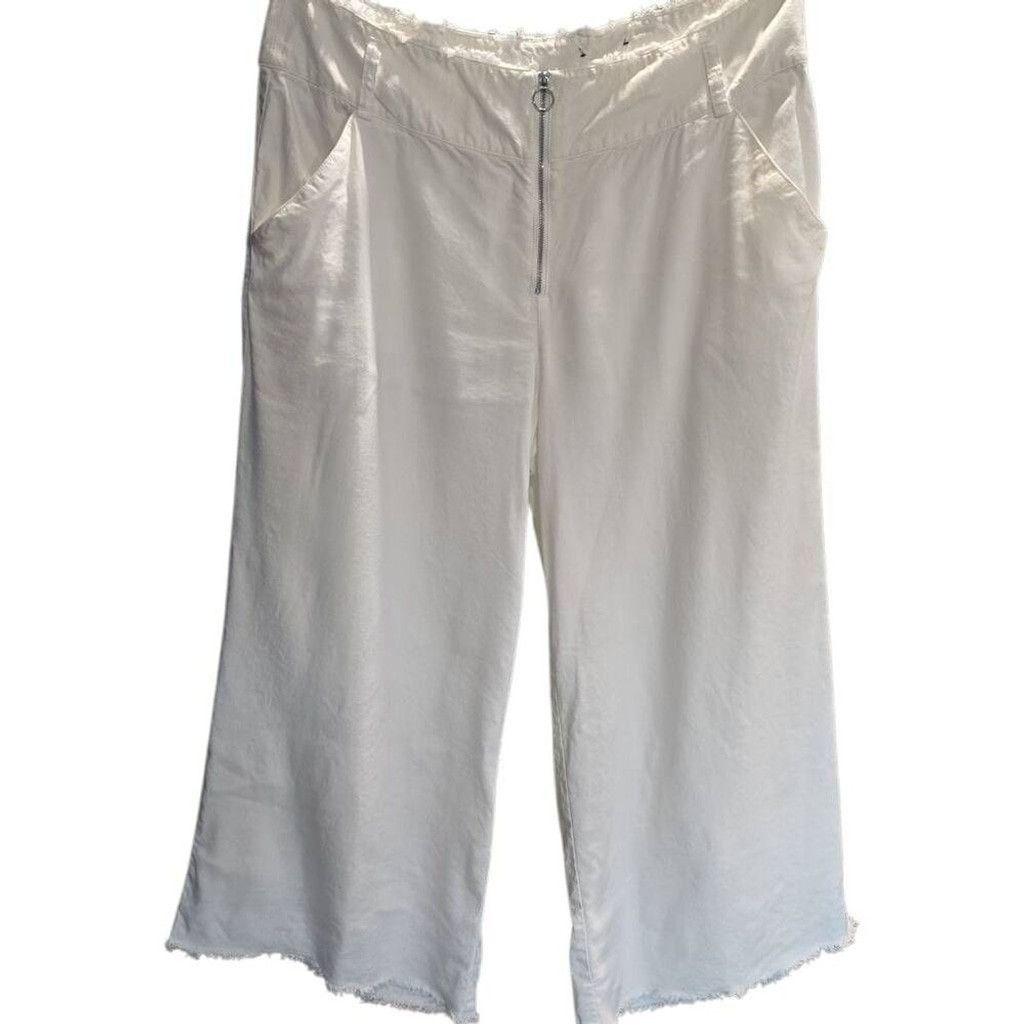 I.N.C INC. LinenRayon Capri Zipper Front, Frayed Hem & waist Size 38" / US 16 / IT 52 - 1 Thumbnail
