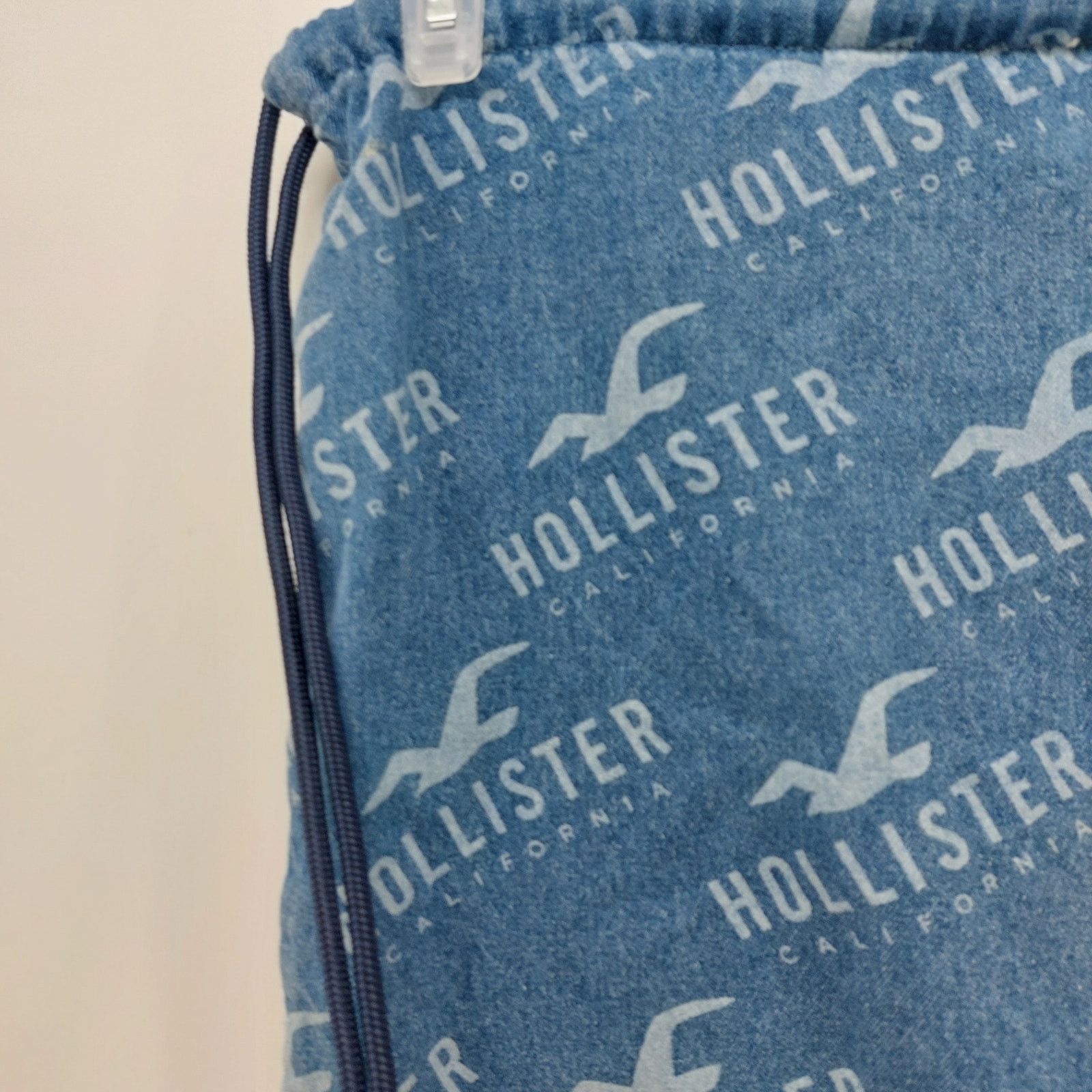 Hollister Hollister Logo Denim Back pack Y2k Style Drawstring Jean Bag Size ONE SIZE - 13 Thumbnail