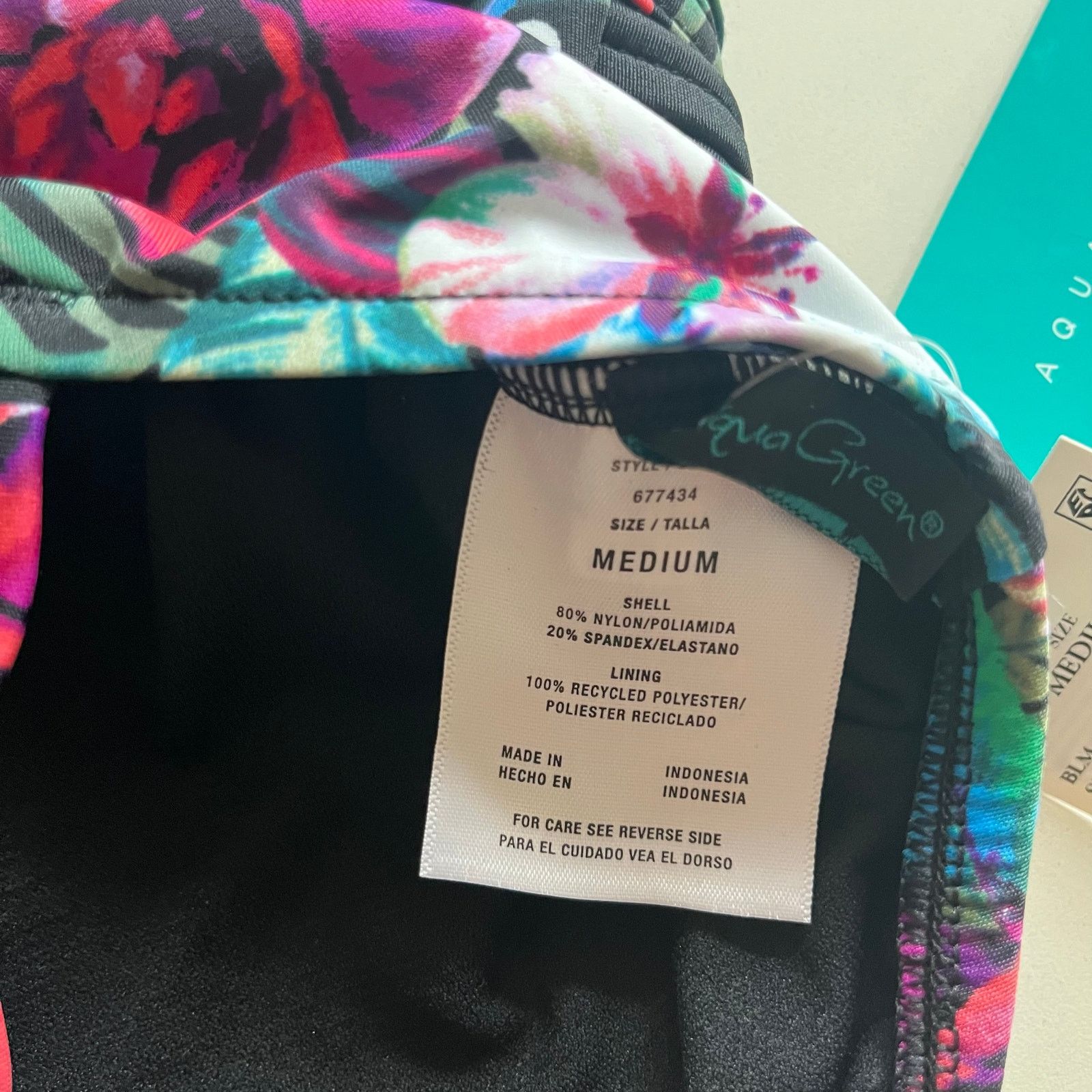 Unknown London AQUA GREEN NWT One Piece Swimsuit, Floral Medium Size ONE SIZE - 8 Thumbnail