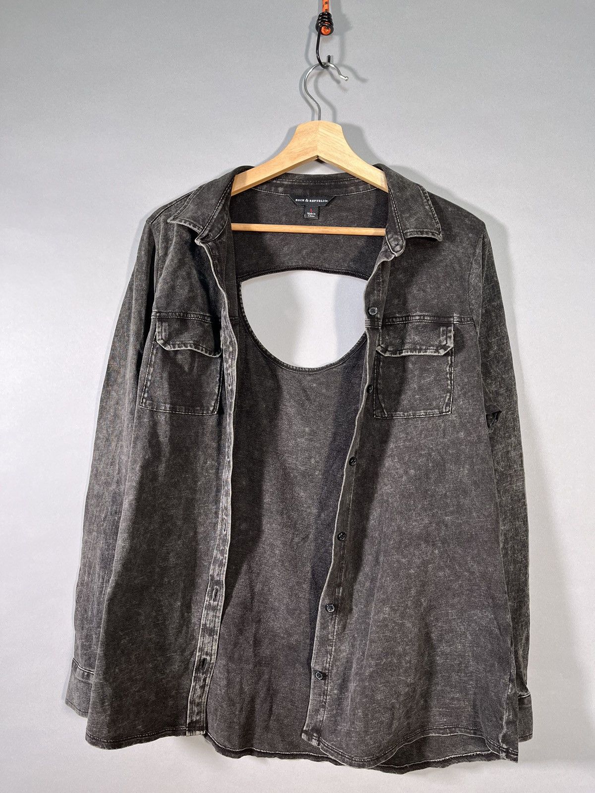 Affliction × Rock & Republic Stone Washed Y2K Rock & Republic Button Up Alternative Shirt Size US L / EU 52-54 / 3 - 4 Thumbnail