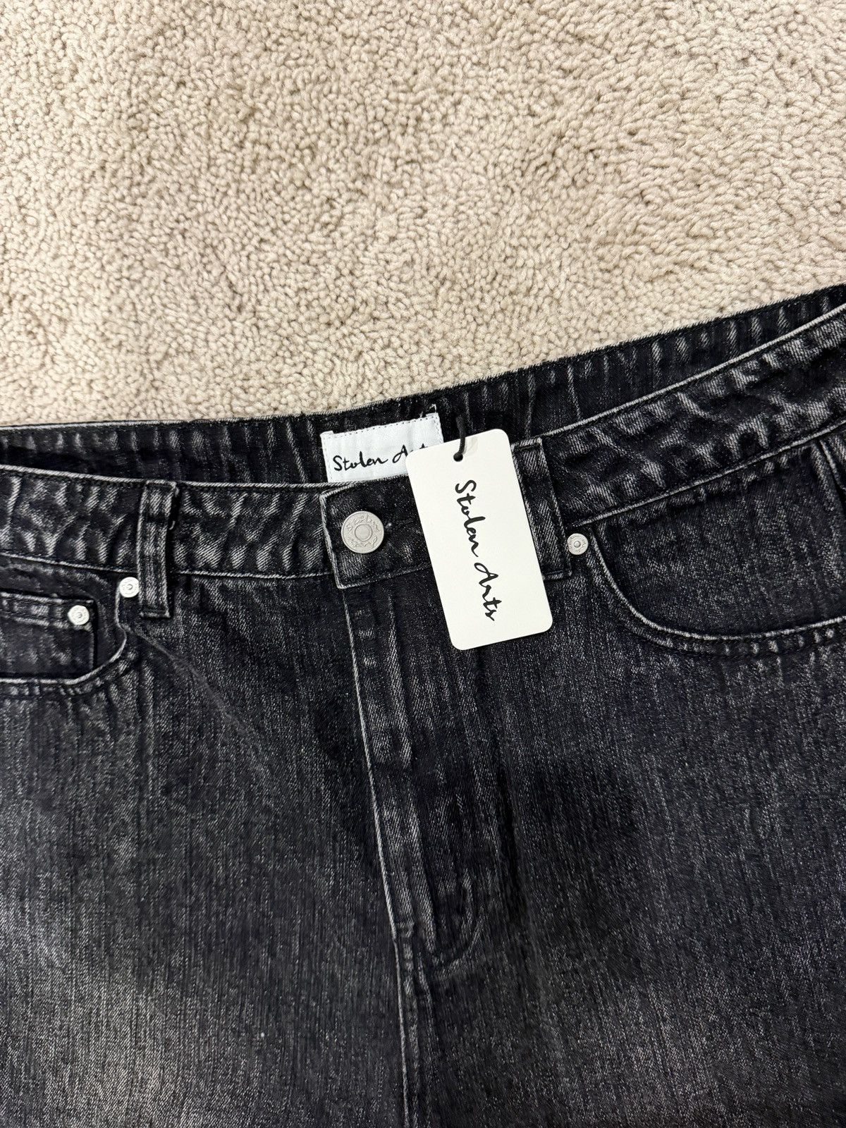 Other Black Wash Heavily Distressed Baggy Jeans Stolen Arts Size US 34 / EU 50 - 7 Thumbnail