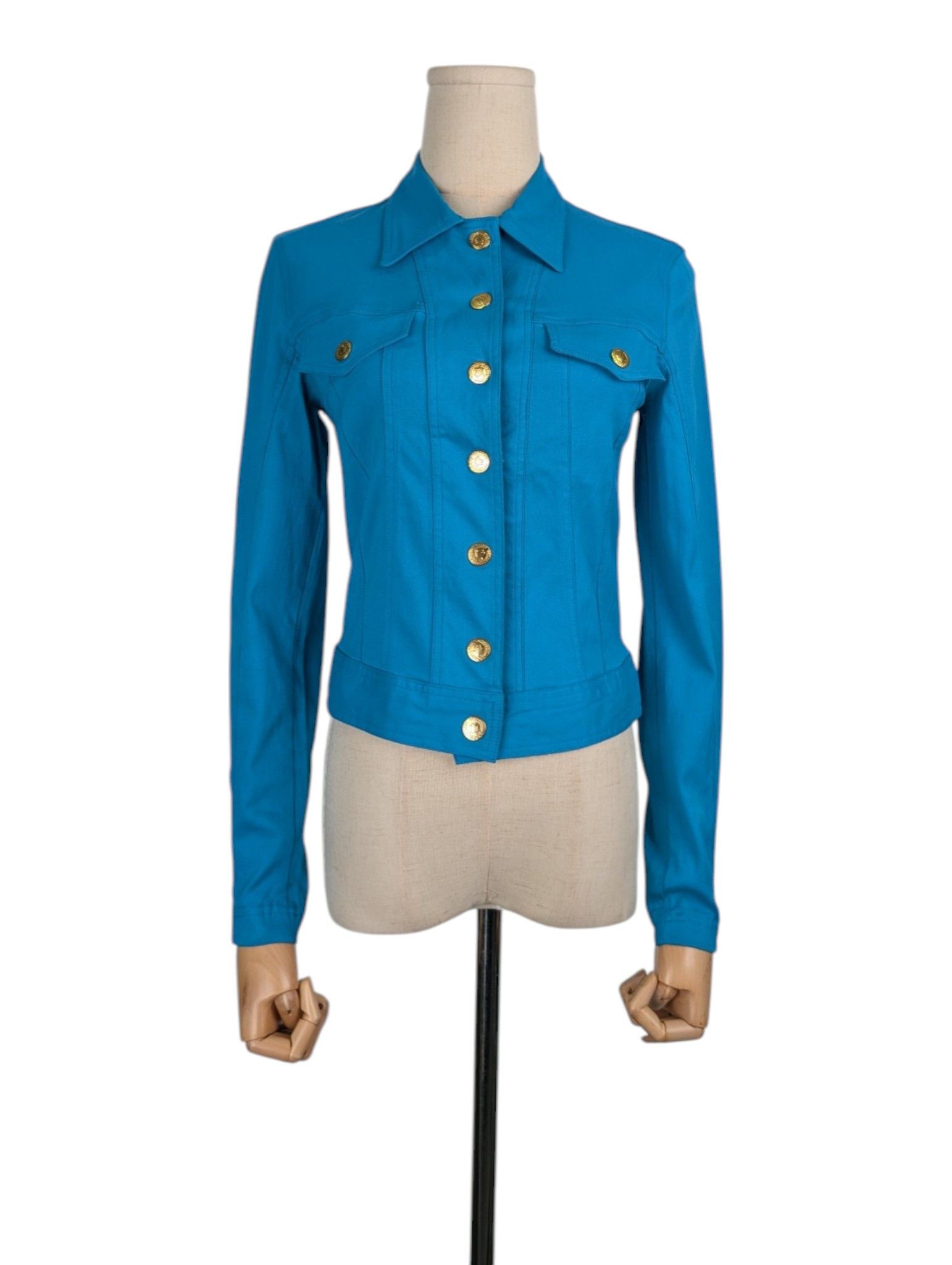 Moschino Vibrant Blue Stretched Denim Top Size S / US 4 / IT 40 - 1 Thumbnail