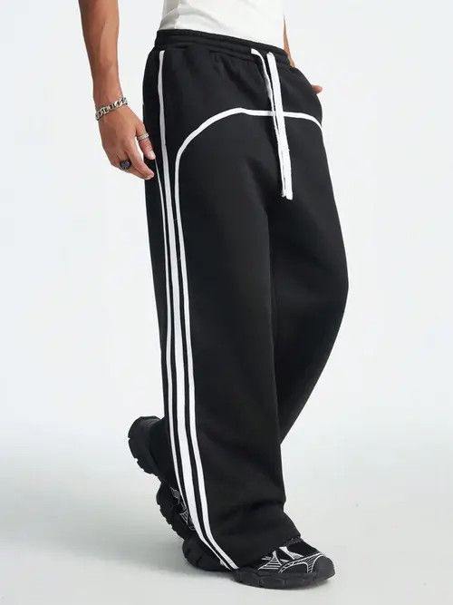 Japanese Brand × Vintage Loose fit Stripe Lampas Y2k Sweatpants Size US 34 / EU 50 - 4 Thumbnail