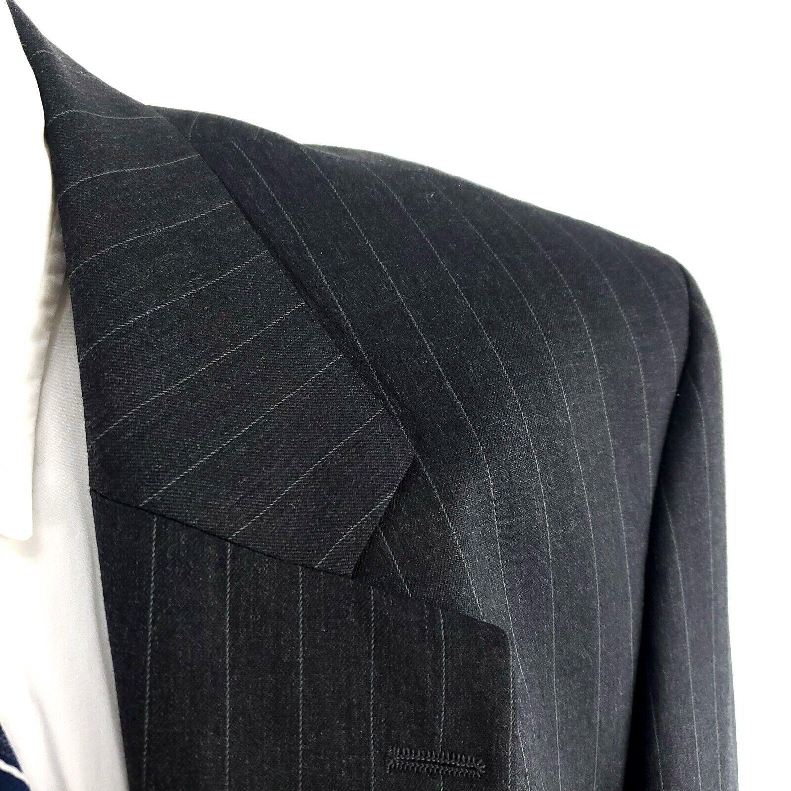 Jack Victor Jack Victor King Ct Wool 2 Button Suit Jacket 46L Gray Strip Size 46L - 2 Thumbnail