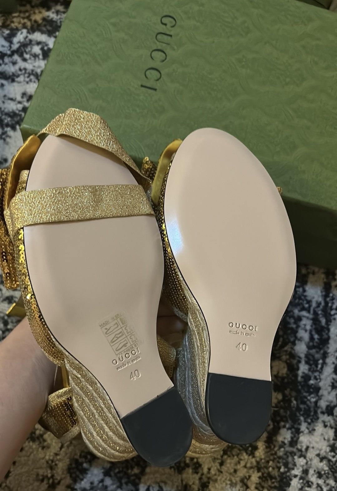 Gucci Gucci Gold Sequin Espadrilles Sandals size 40 Size US 10 / IT 40 - 5 Thumbnail