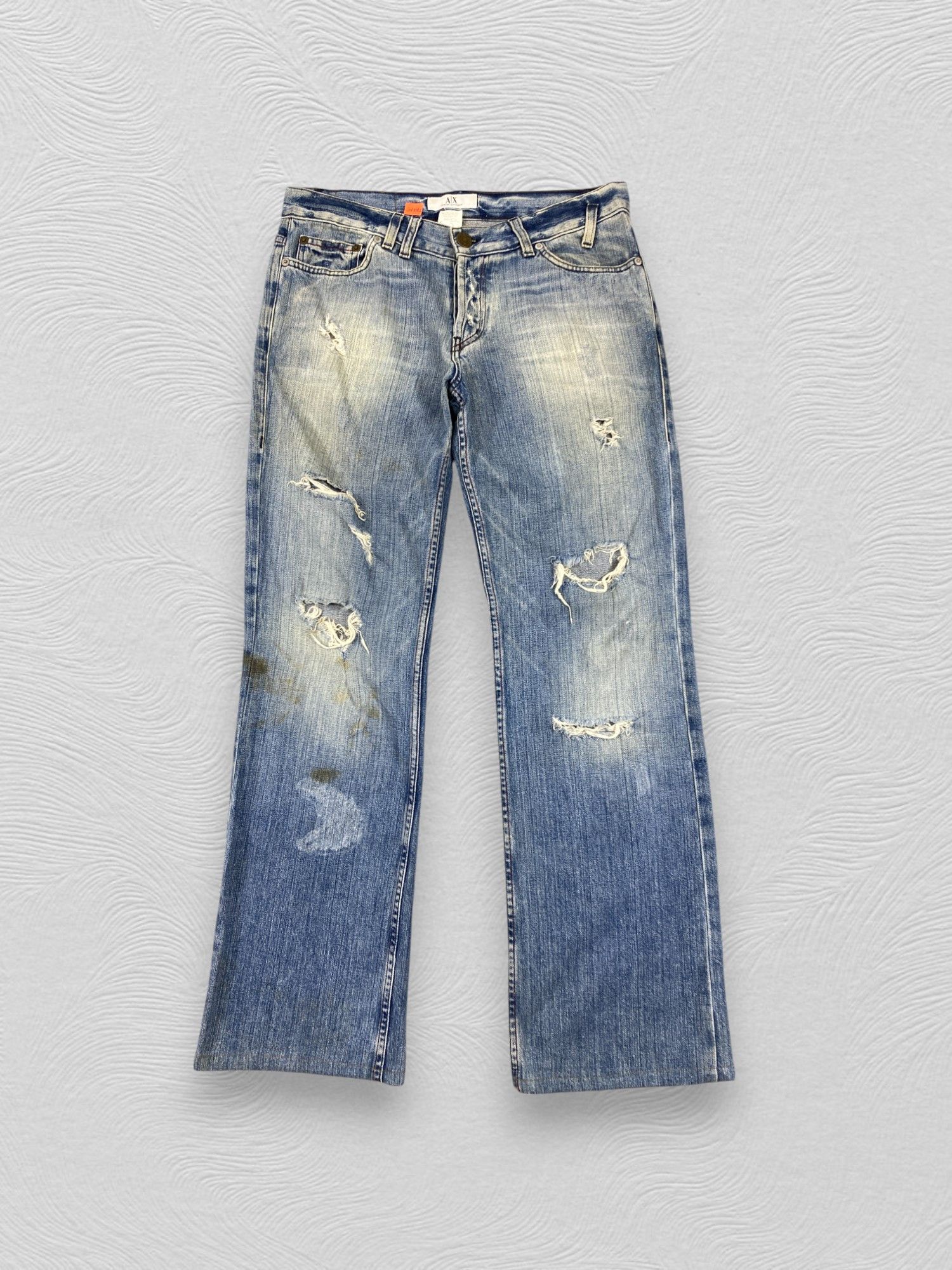 If Six Was Nine Distressed Blue Armani Jeans 34x31.5 Denim JN3382 Size US 34 / EU 50 - 1 Thumbnail