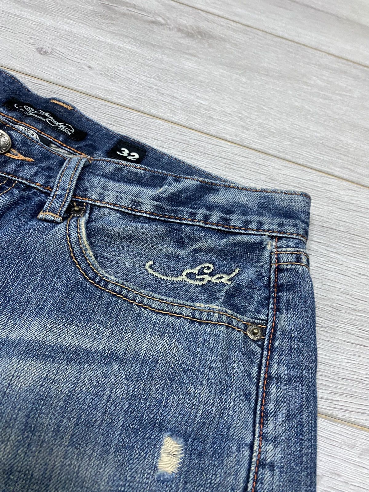 Ed Hardy Ed Hardy 💀 vintage big logo skull denim shorts Size US 32 / EU 48 - 10 Thumbnail