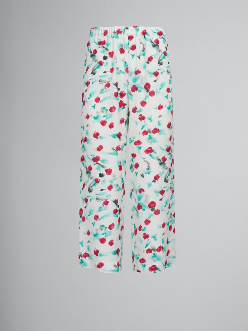 o1w1db10125 Floral Print Cropped Trousers in White