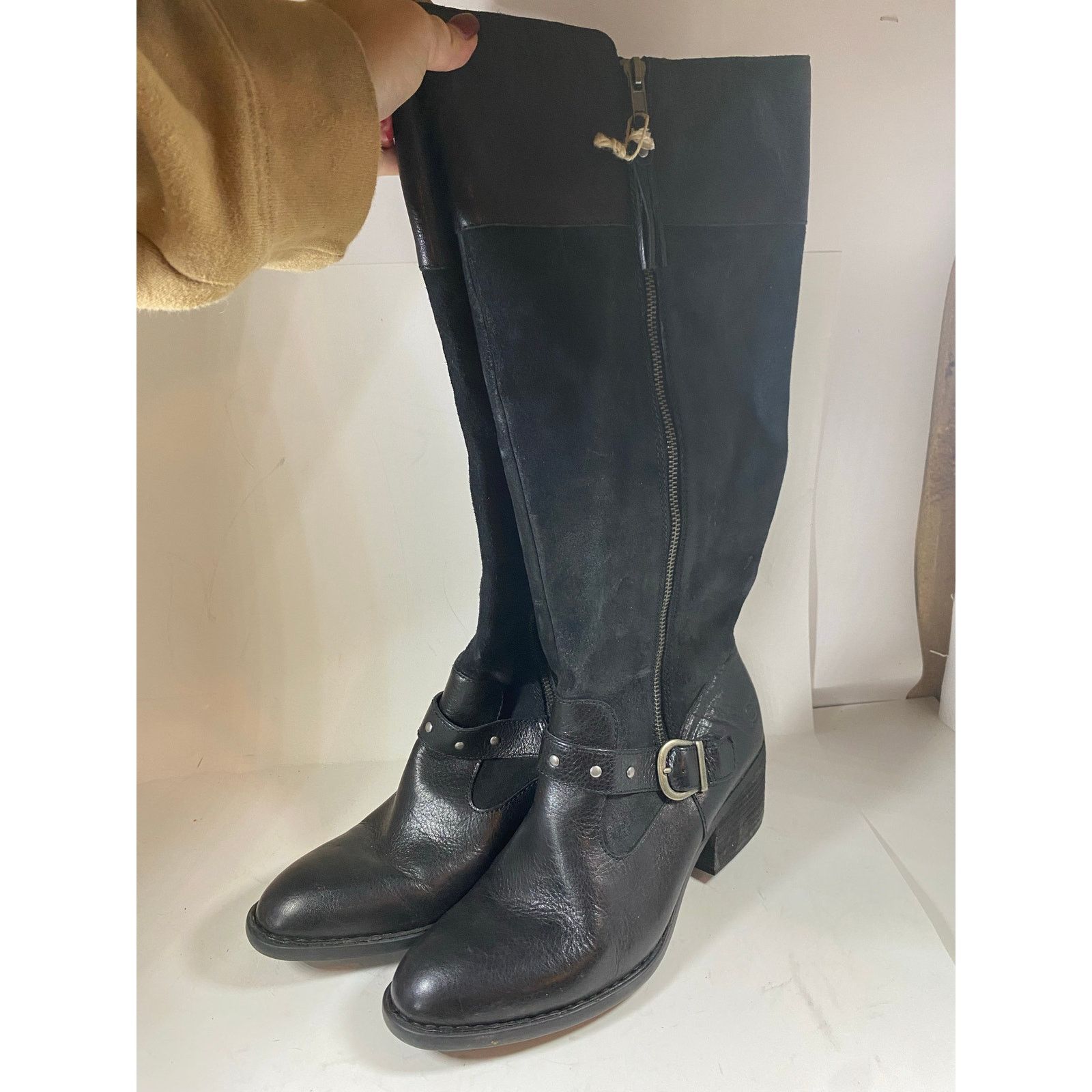 Born Born Alize Double Zip Black Tall Boots 9W Size US 9 / IT 39 - 1 Thumbnail