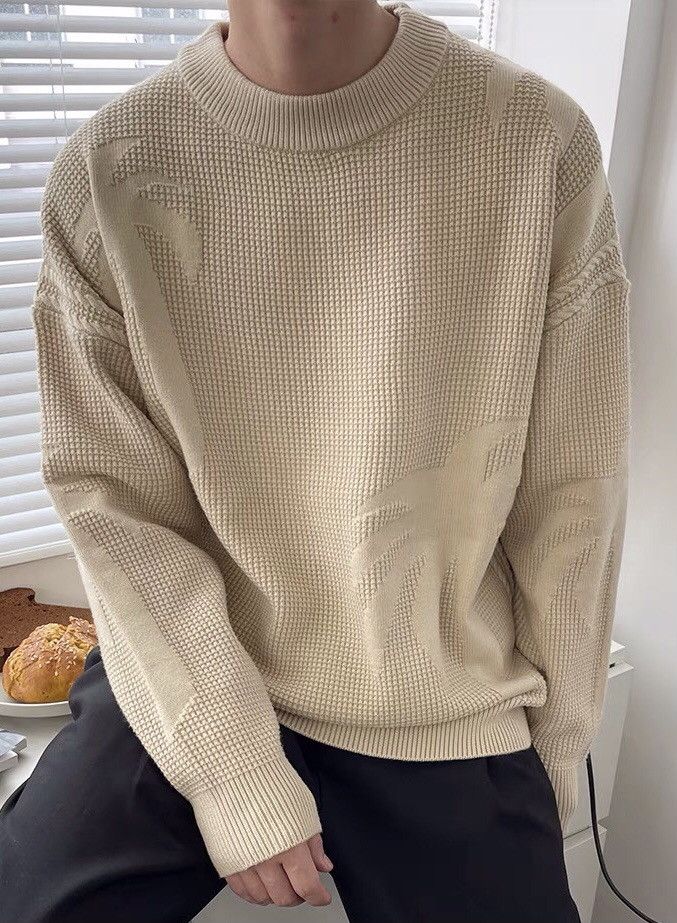 Retro fashion palm tree knit sweater knitwear