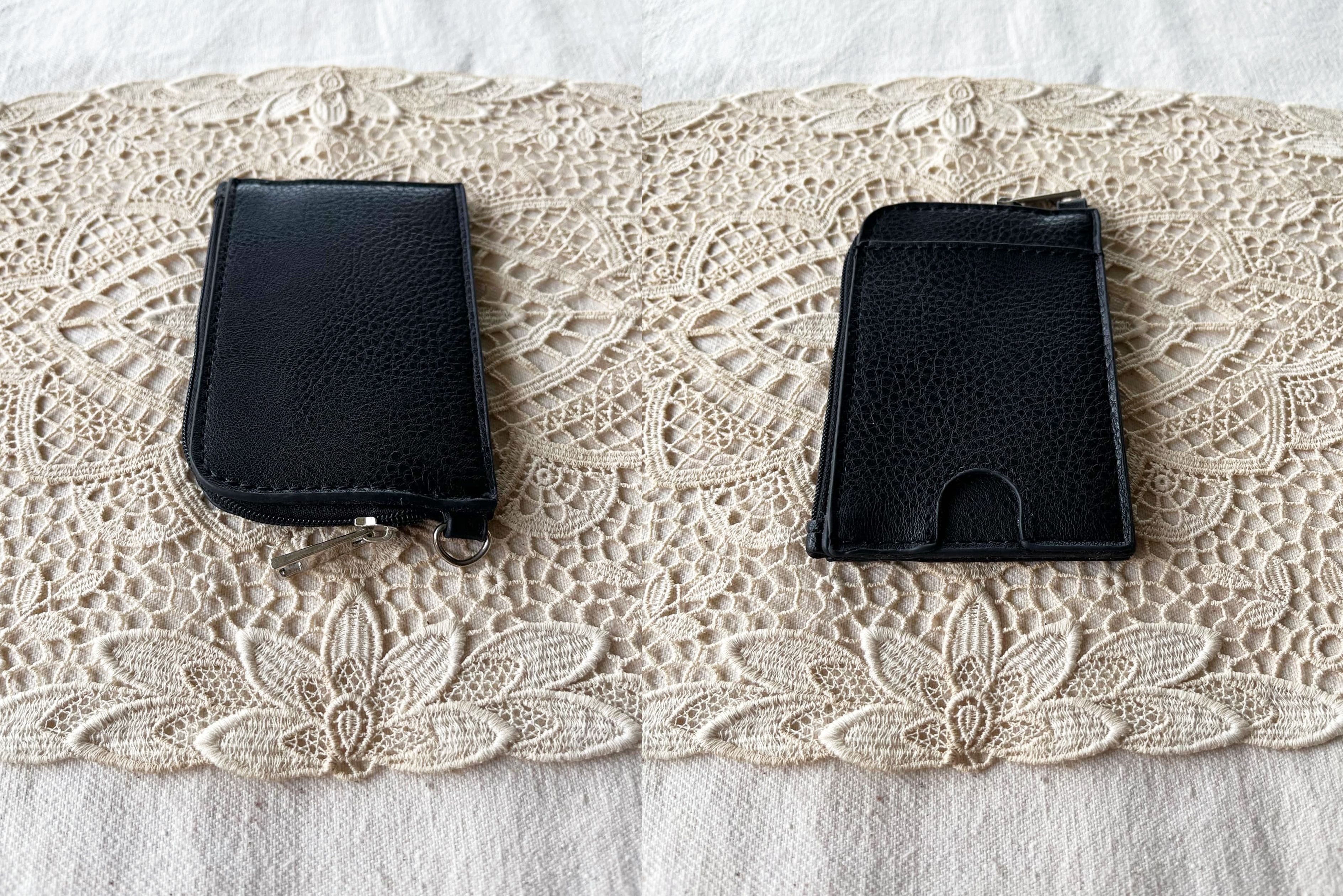 Vintage Compact Size Minimalist Black PU Leather half zip wallet Size ONE SIZE - 5 Thumbnail