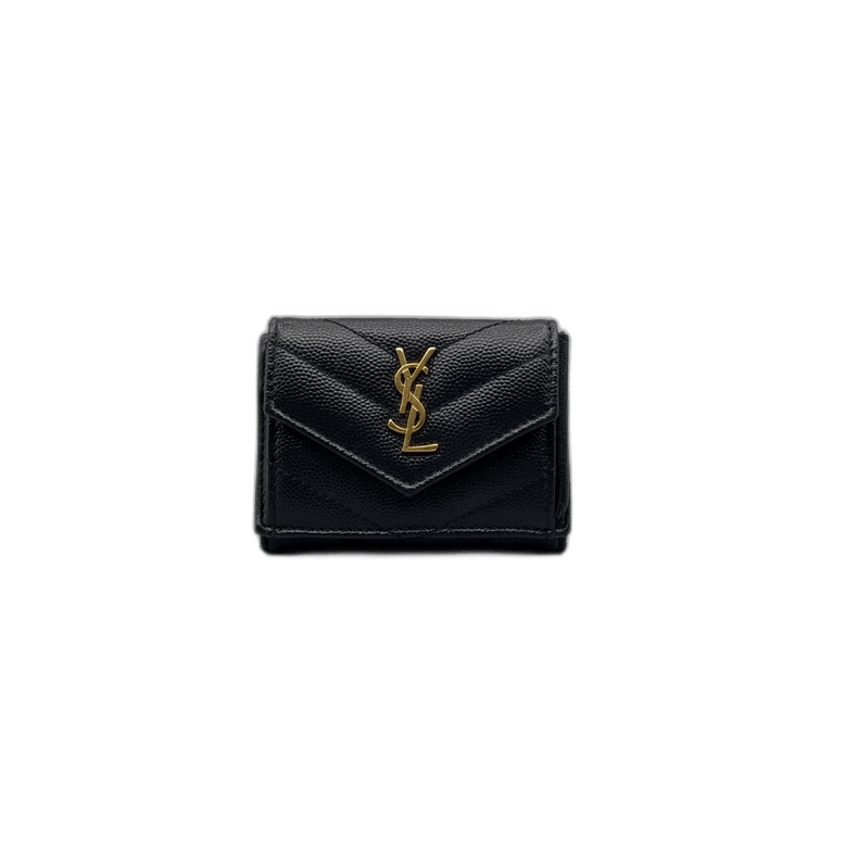 YSL Black Caviar Leather Short Wallet
