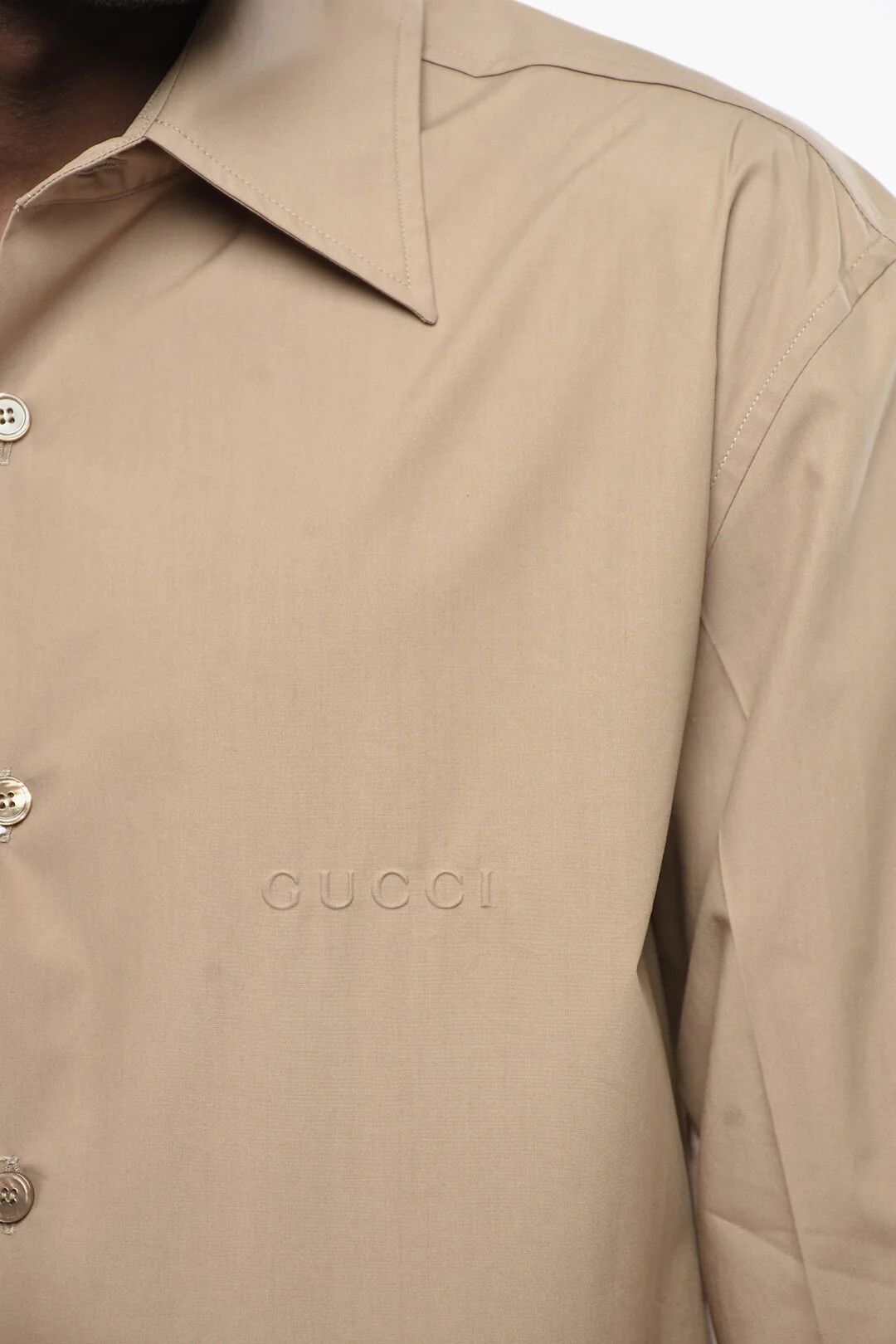 Gucci og1mm0426 Cotton Poplin Shirt in Beige Size US M / EU 48-50 / 2 - 3 Thumbnail