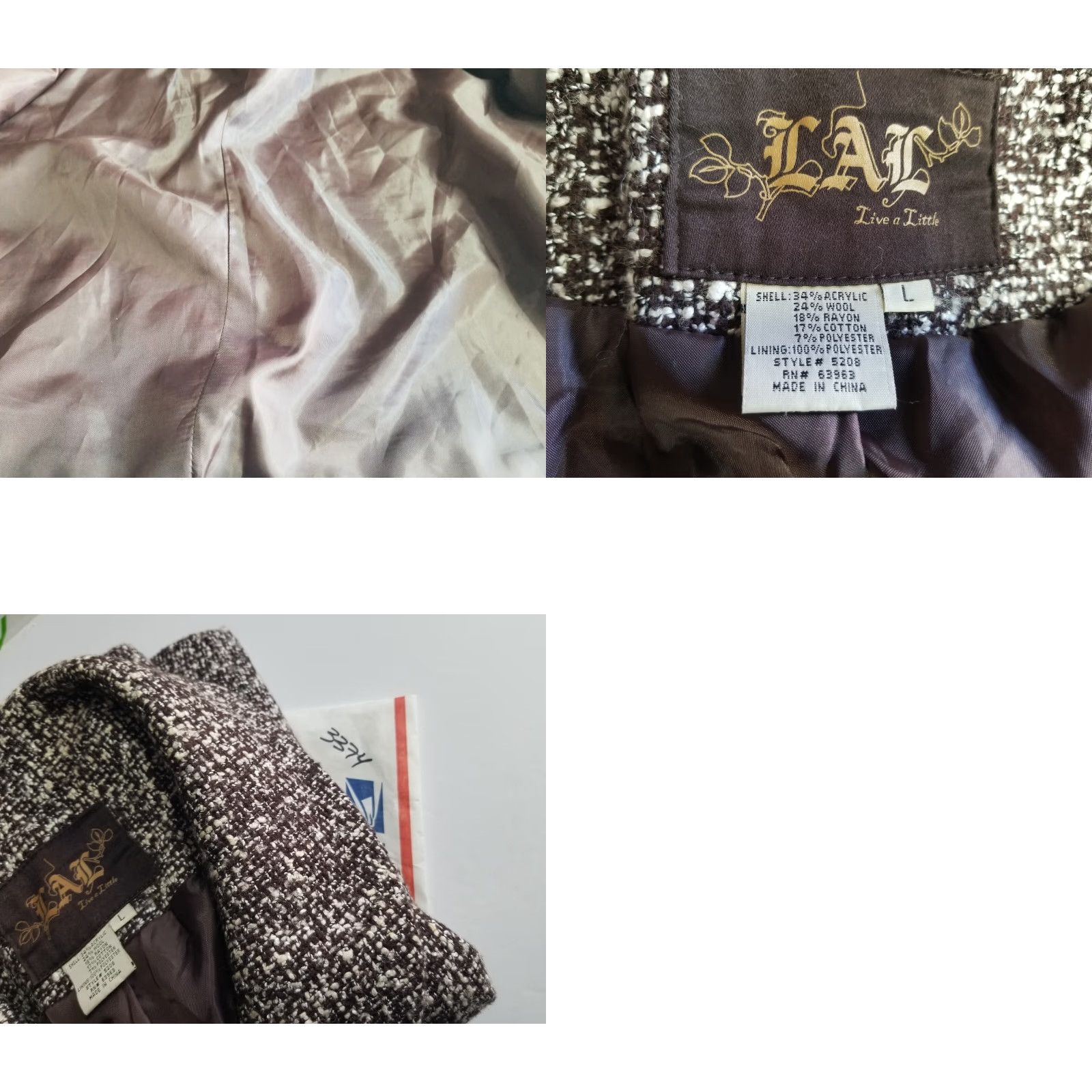 Vintage Live a Little L Blazer Jacket Women Fringe Cropped Brown Wool Blend Short Sleeve Button Collared Casual Travel Size L Brown Vintage No Size L / US 10 / IT 46 - 8 Thumbnail