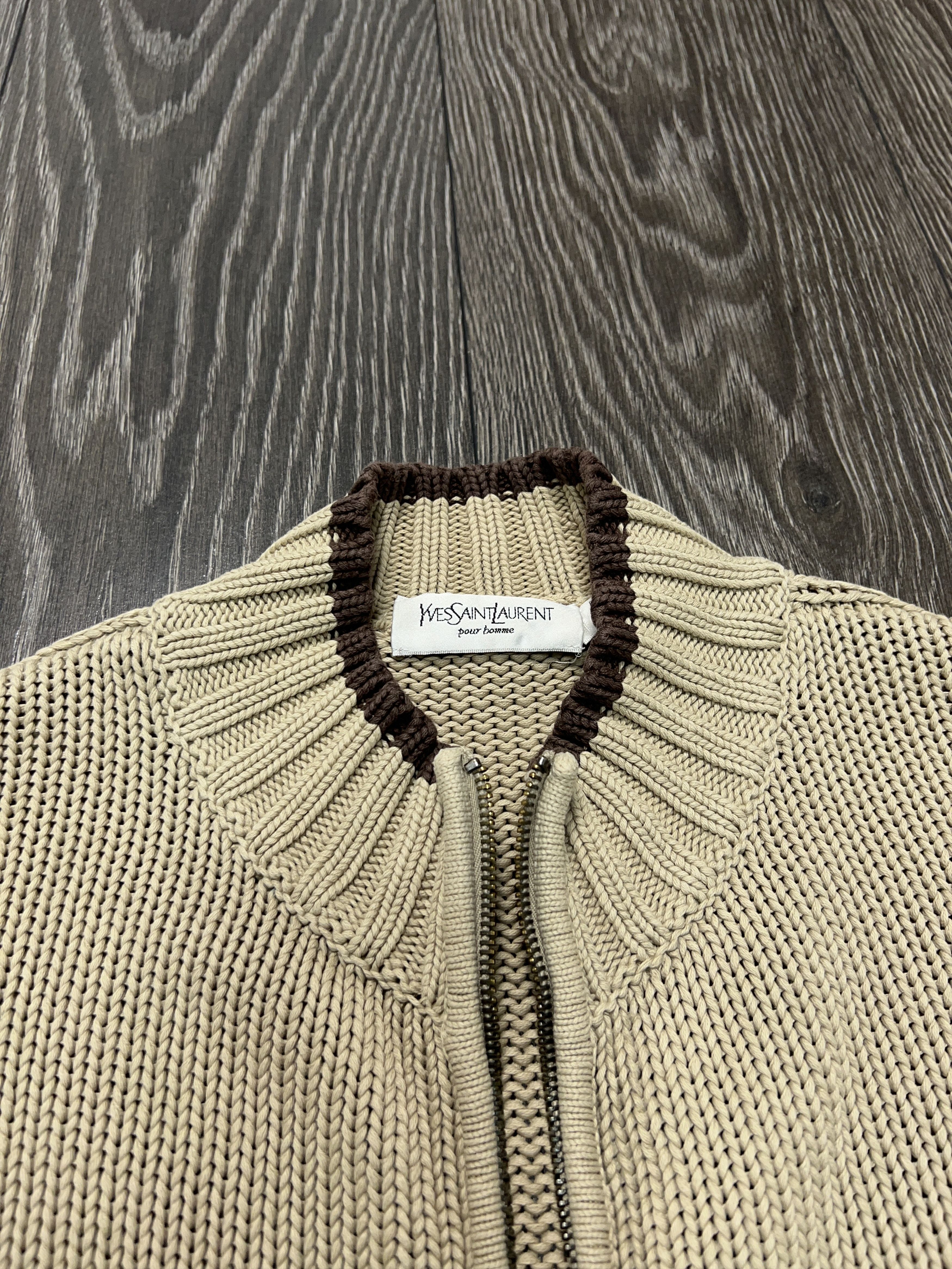 Yves Saint Laurent Vintage YSL Knit Cardigan Cotton Zip Sweater Size XL Size US XL / EU 56 / 4 - 4 Thumbnail