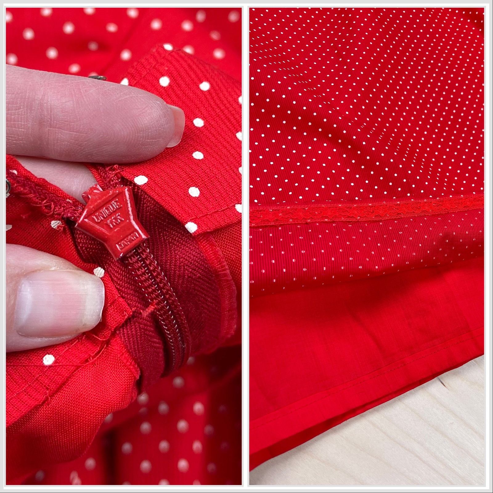 Vintage Vintage 1970s Red & White Polka Dot Long Sleeve Maxi Dress Size XXS / US 00 / IT 34 - 5 Thumbnail