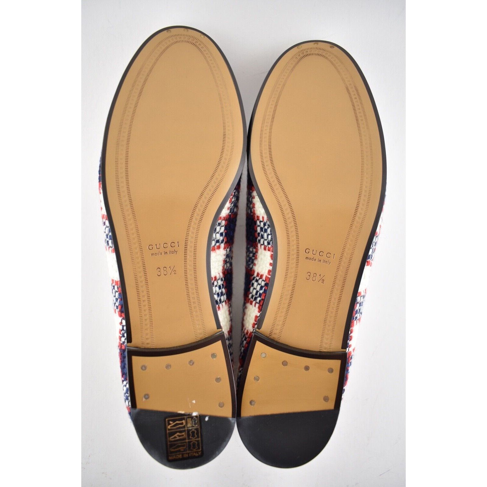 Gucci Gucci New Jordaan Blue Red White Black Tweed Check Size US 8.5 / IT 38.5 - 14 Thumbnail