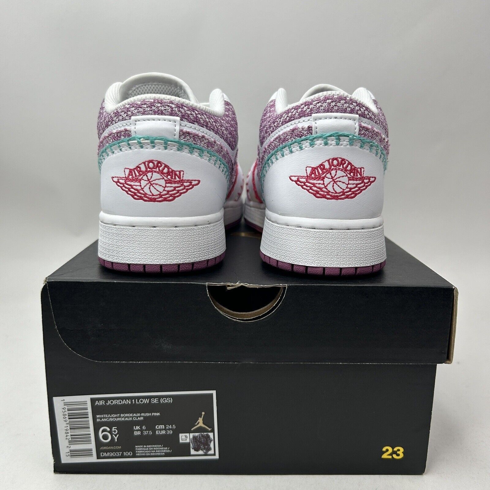 Jordan Brand Nike Air Jordan 1 Retro Low GS SE “Knit/Light Bordeaux” 2023 Size US 8 / IT 38 - 4 Thumbnail