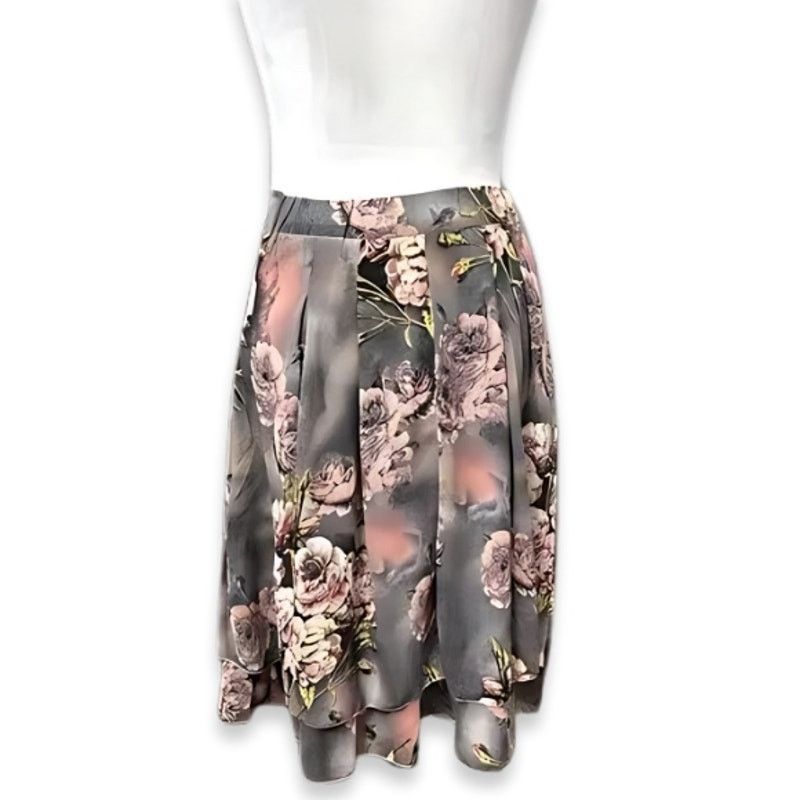 Other Classic Fashion A-Line Skirt Floral Layered Hem Pink/Gray L Size 27" / US 4 / IT 40 - 4 Thumbnail