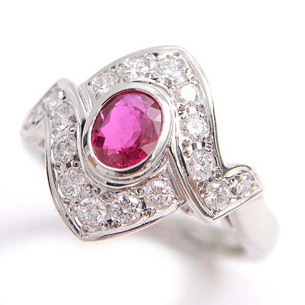 Mikimoto Mikimoto Mikimoto PT950 Ruby Diamond Design Ring Metal Ring 50869 in Great Condition Size ONE SIZE - 1 Thumbnail