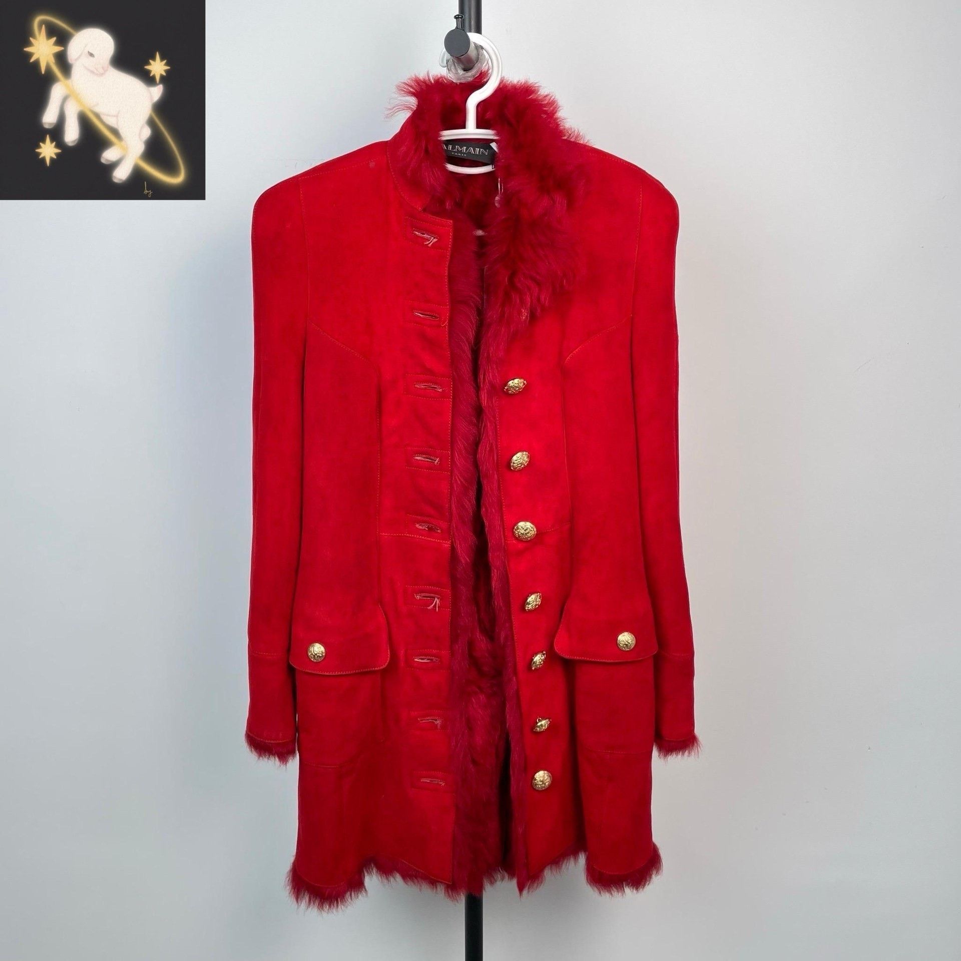 Balenciaga Balenciaga Suede Long Red Coat 38 Women Size S / US 4 / IT 40 - 1 Thumbnail