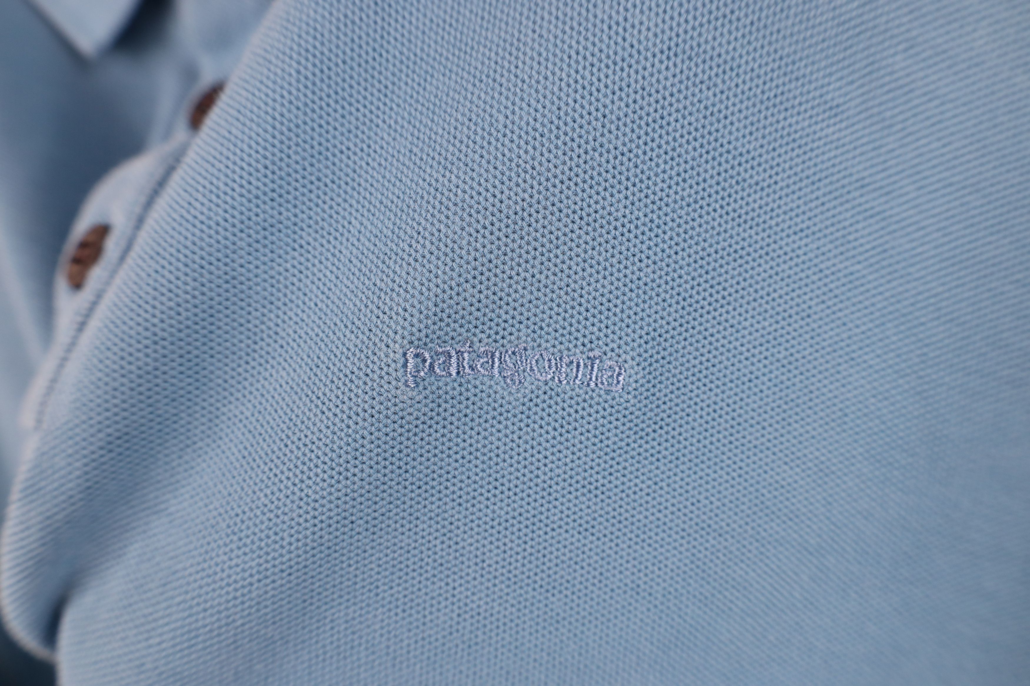 Patagonia Vintage Patagonia Spell Out Organic Cotton Polo Shirt Blue Size US L / EU 52-54 / 3 - 4 Thumbnail