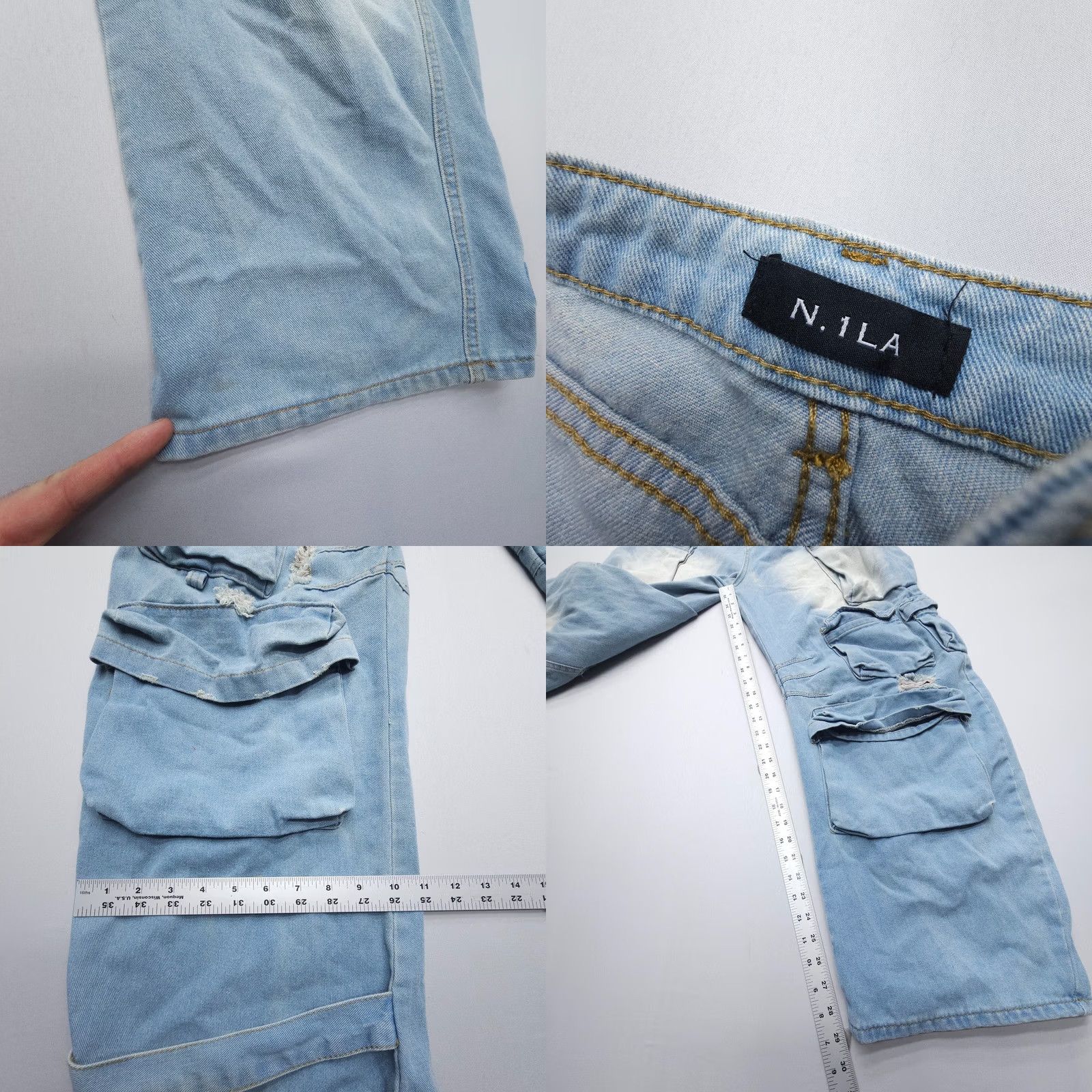 Vintage N.1 LA Wide Leg Baggy Cargo Jeans Size Medium (28x29") High Rise Barrel Street Size 32" / US 10 / IT 46 - 8 Thumbnail