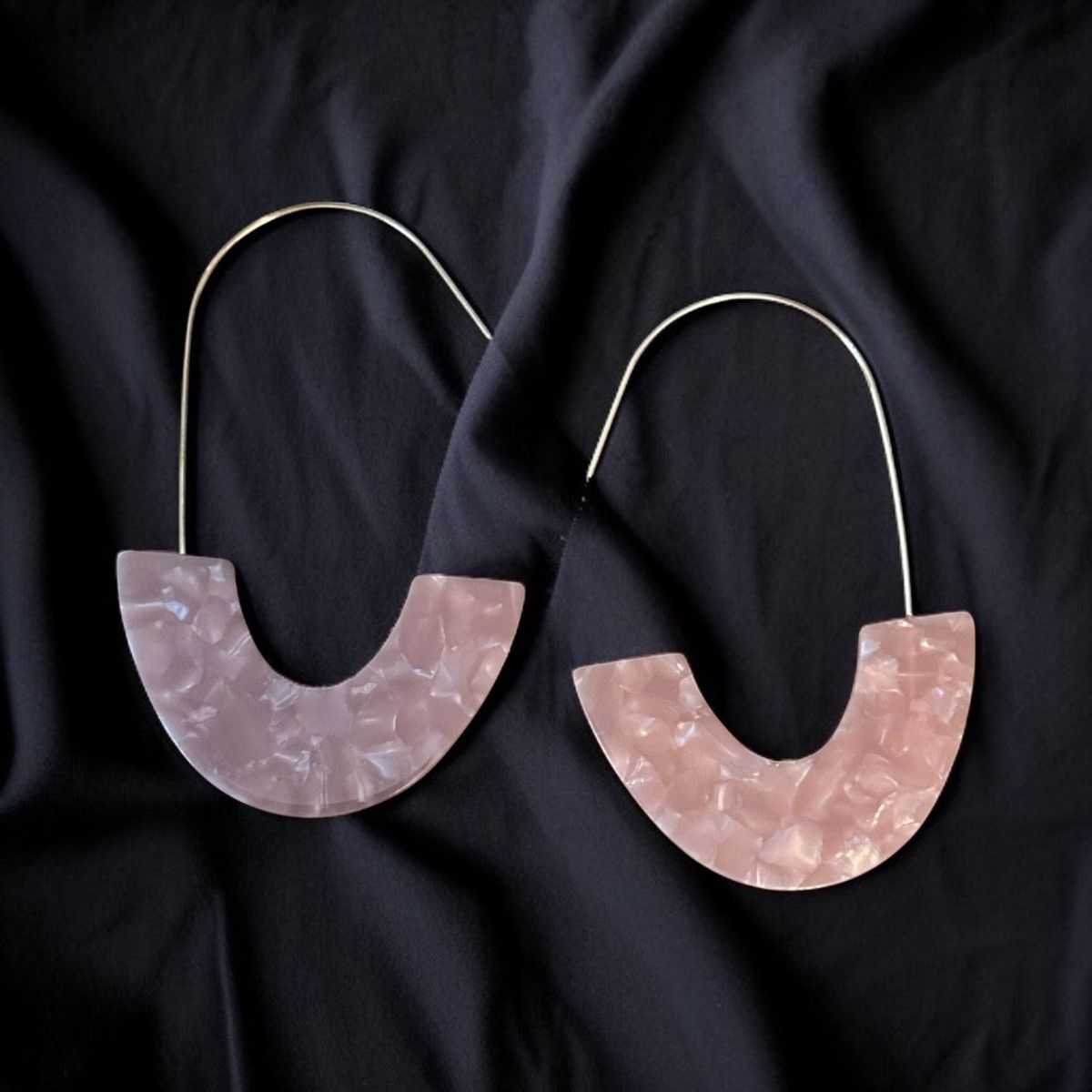 Other Pink acrylic tortoise shell hoop drop dangle earrings Size ONE SIZE - 1 Thumbnail