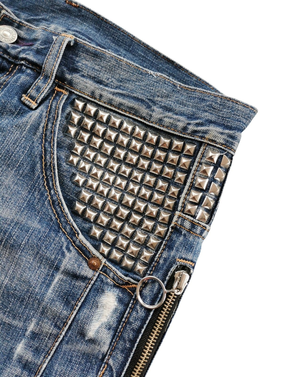 Punk and Yo Rna Inc Distressed Studded Pocket Punk Jeans Size US 30 / EU 46 - 10 Thumbnail