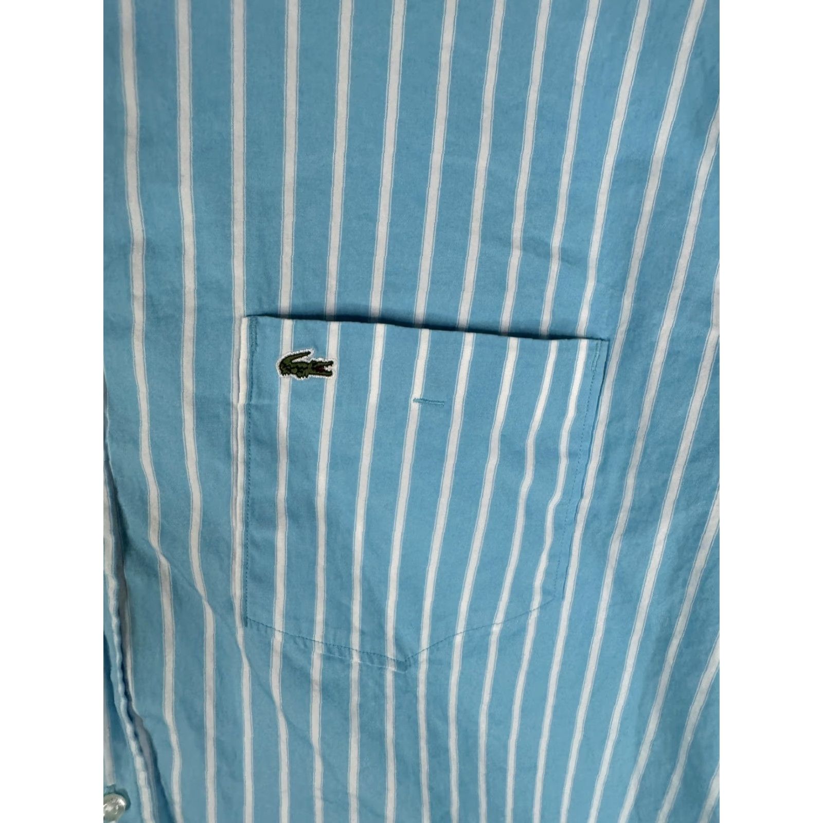 Lacoste Lacoste Shirt Mens Large Blue White Striped Button-Down Long Sleeve Logo Casual Size US XXL / EU 58 / 5 - 5 Thumbnail