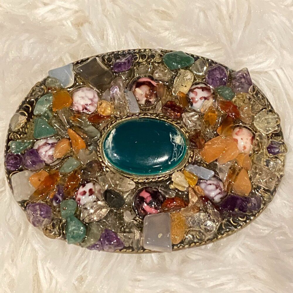 Vintage Vintage Y2K Gemstone Rhinestone Belt Buckle RARE 90S Amethy Size ONE SIZE - 1 Thumbnail