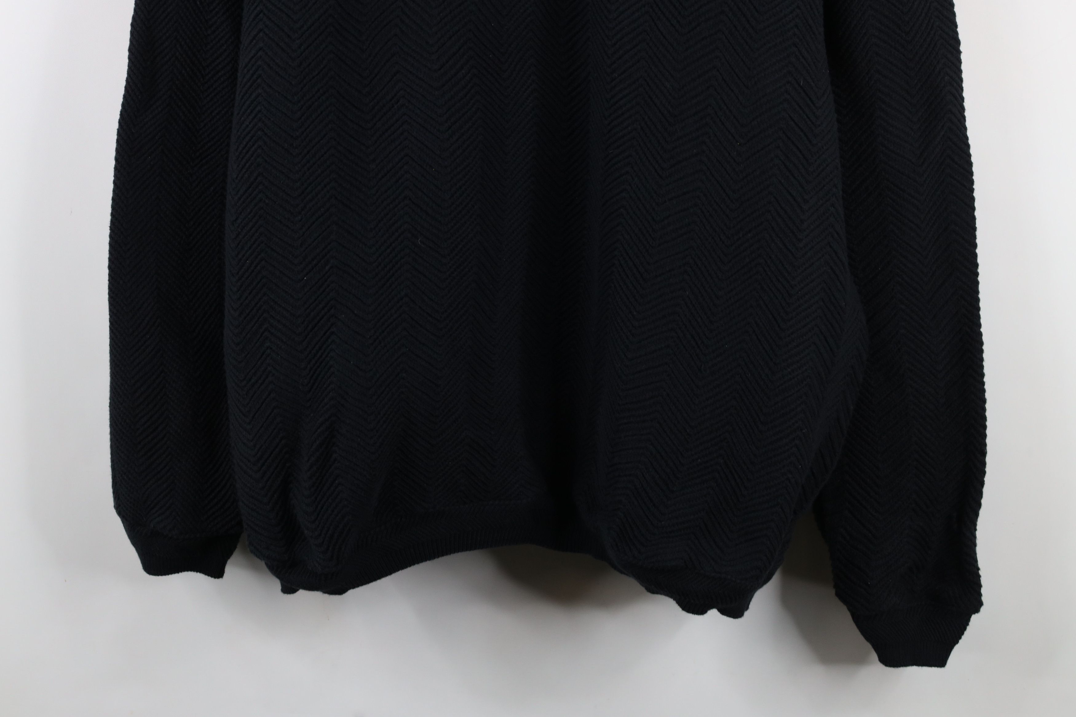 Vintage Vintage 90s Streetwear Cotton Herringbone Knit Sweater Black Size US XXL / EU 58 / 5 - 3 Thumbnail